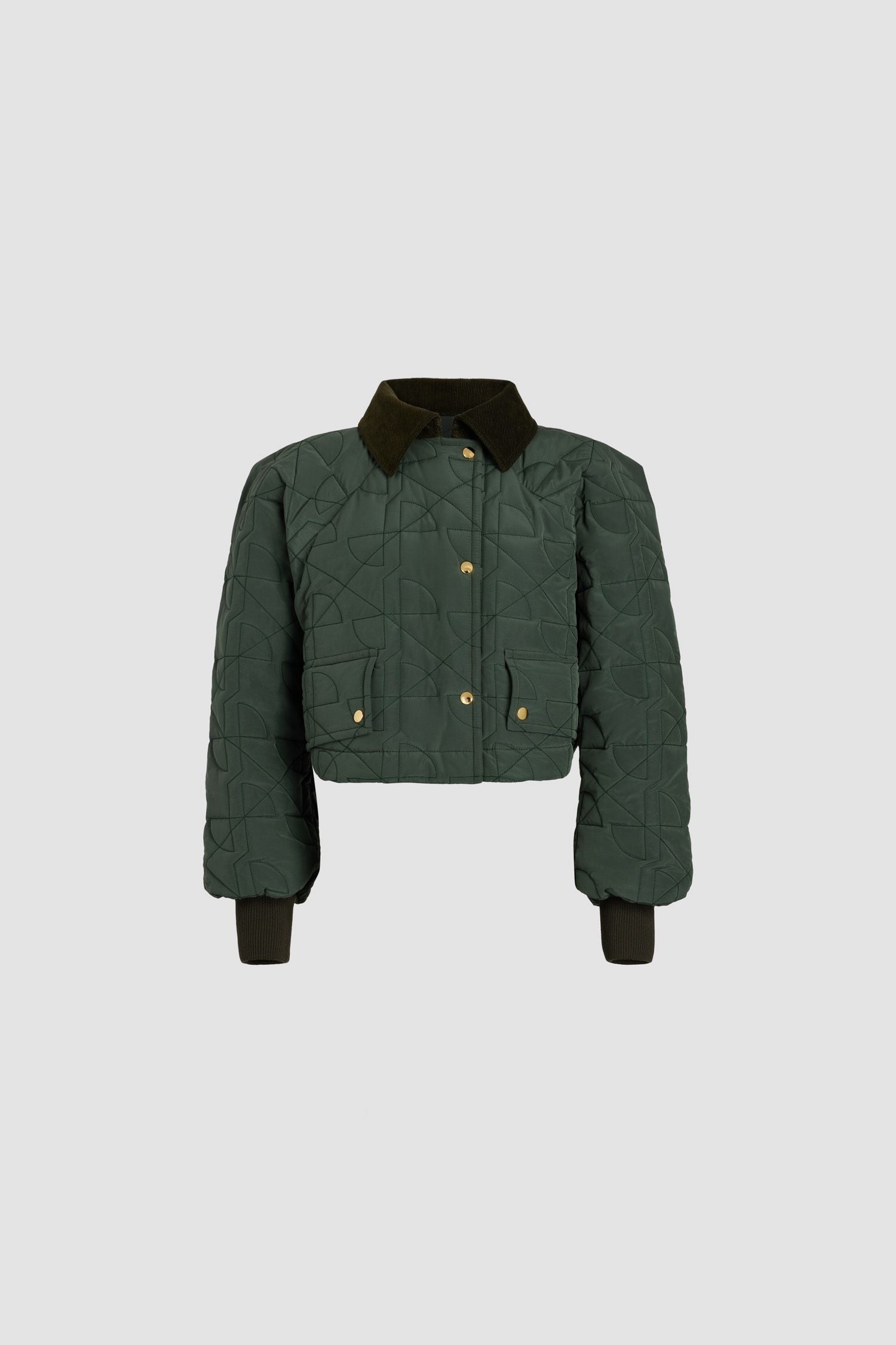 Bomber matelassé court en nylon recyclé - Vert Bouteille