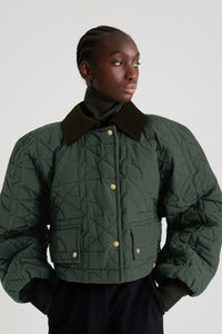 Bomber matelassé court en nylon recyclé - Vert Bouteille