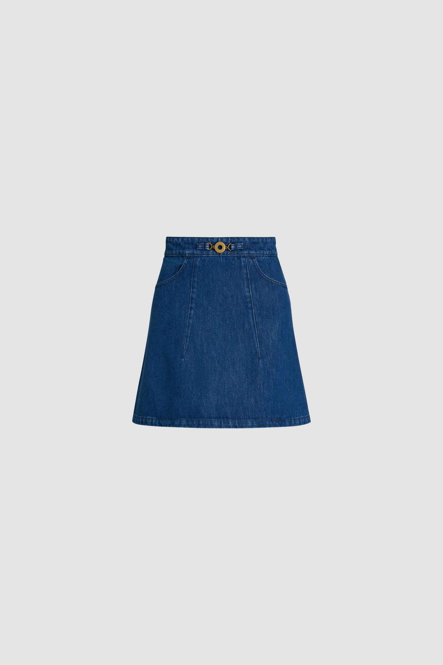 Mini jupe évasée en denim bio - Bleu Délavé