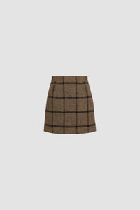 Mini jupe en mélange de laine recyclée - Motif Carreaux