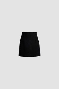 Mini jupe en tweed de laine éco-responsable et coton bio - Noir