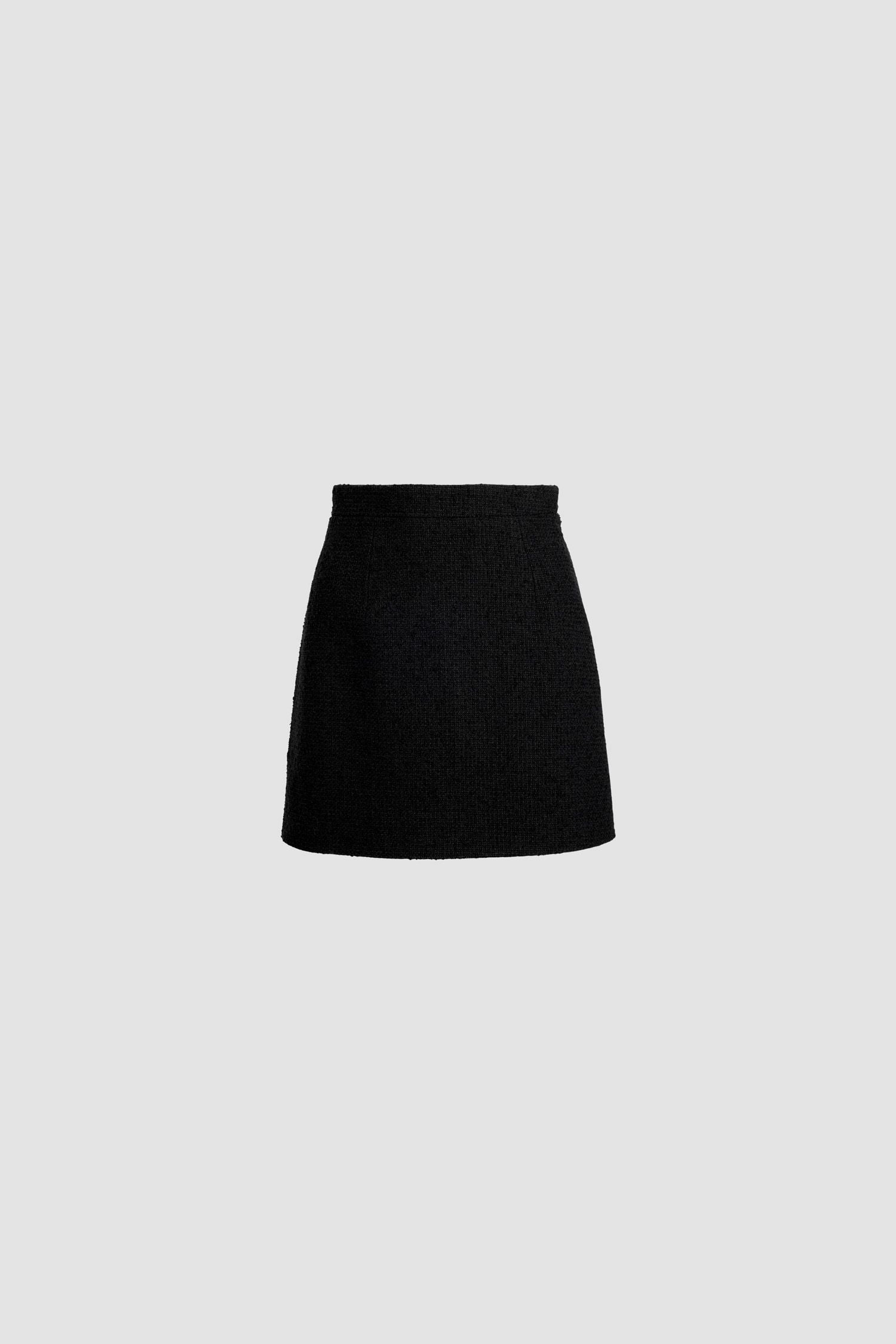 Mini jupe en tweed de laine éco-responsable et coton bio - Noir