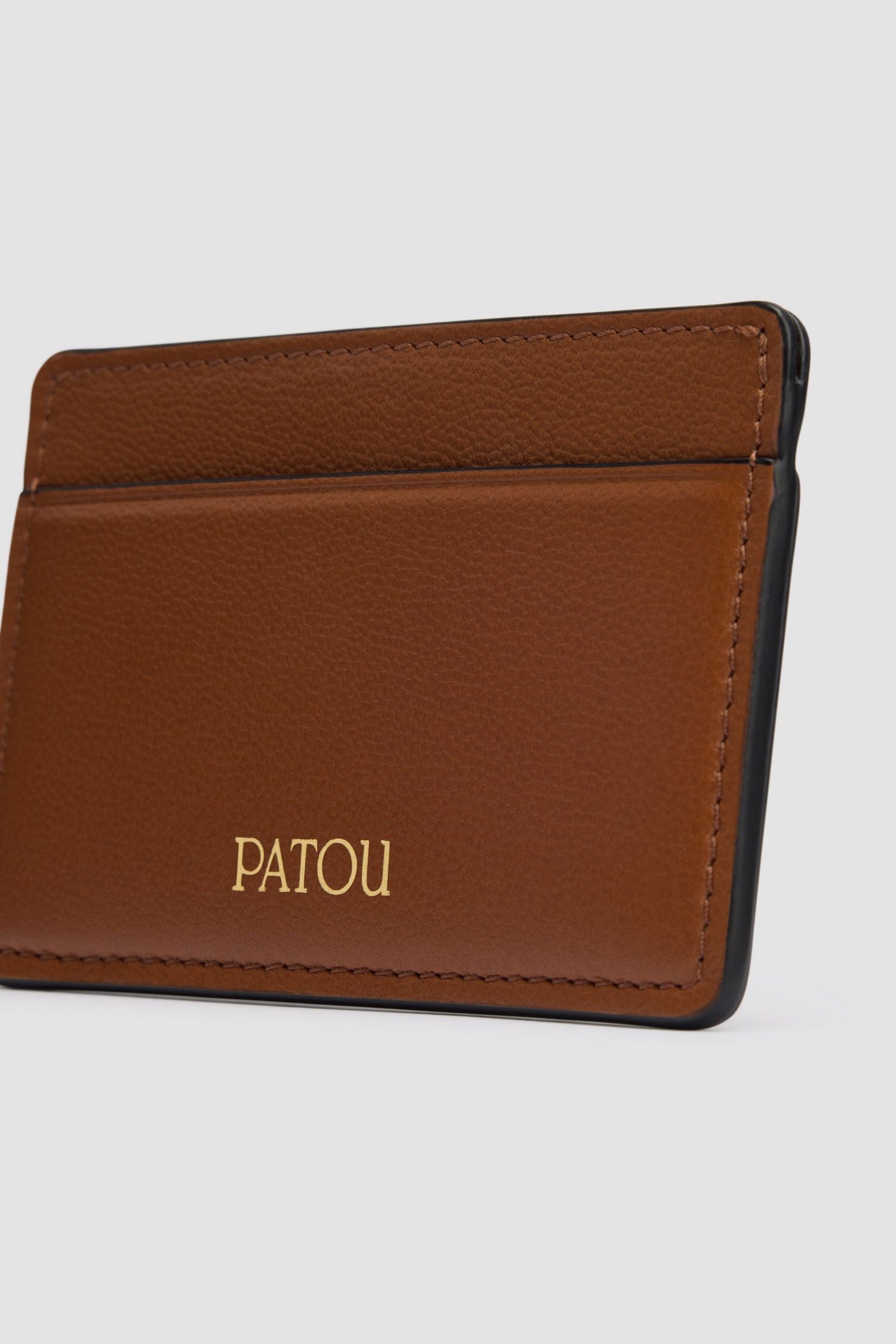 Porte-cartes JP en cuir - Noir et Marron Châtaigne