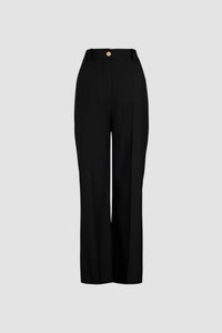 Pantalon droit en laine vierge - Noir