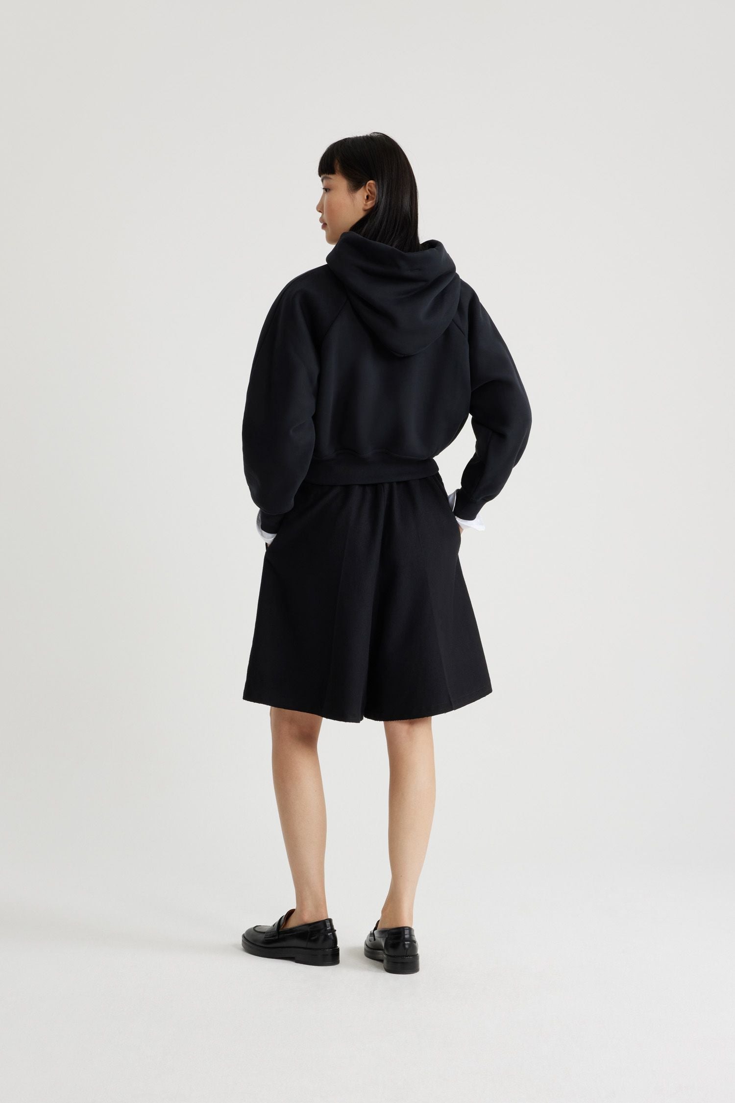 Bermuda en mélange de laine recyclée - Noir