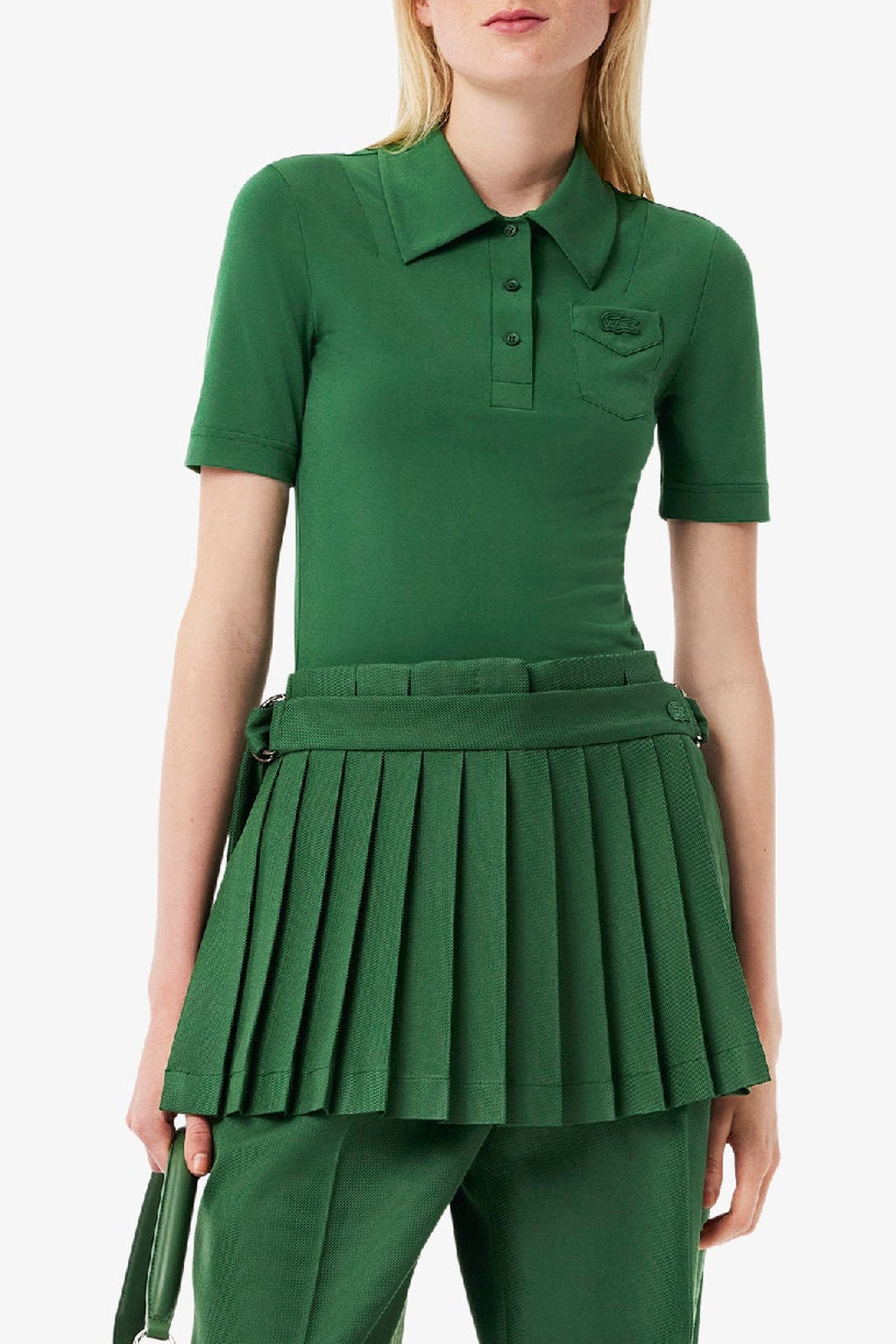 Fitted polo shirt with pocket - Green