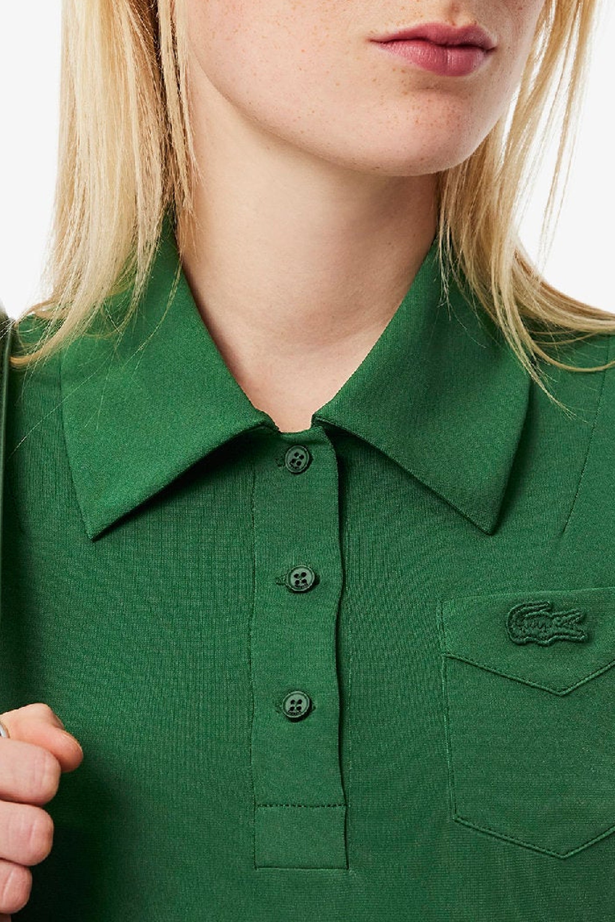 Fitted polo shirt with pocket - Green