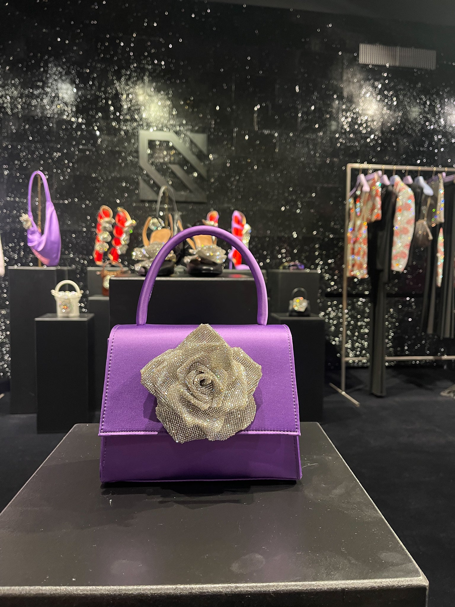 Purple // Roses embellished satin bags