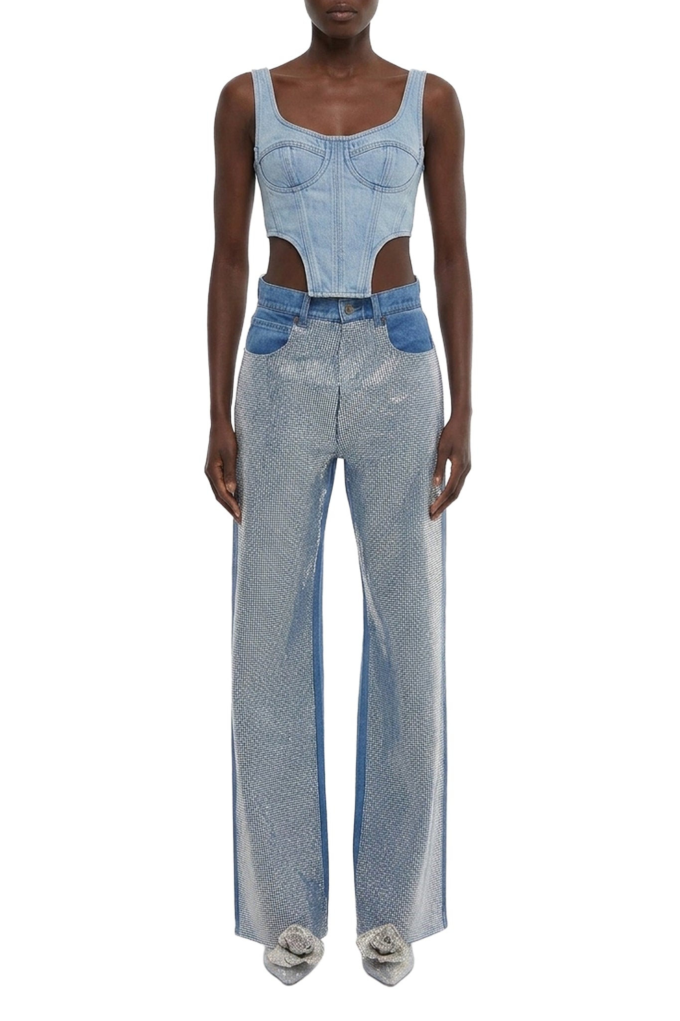 Pantalon à cristaux - Light Blue Denim