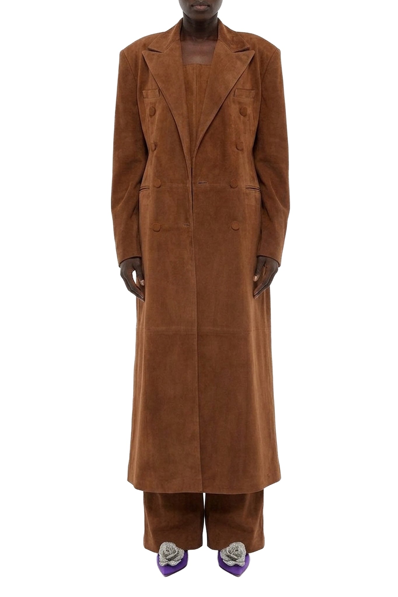Manteau long en daim - Brown