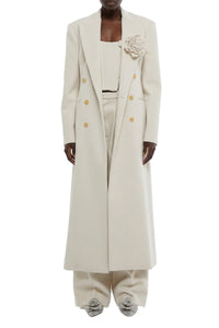 Manteau croisé imprimé pied-de-poule - Milk White