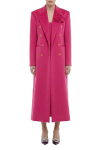 Manteau croisé imprimé pied-de-poule - Rose