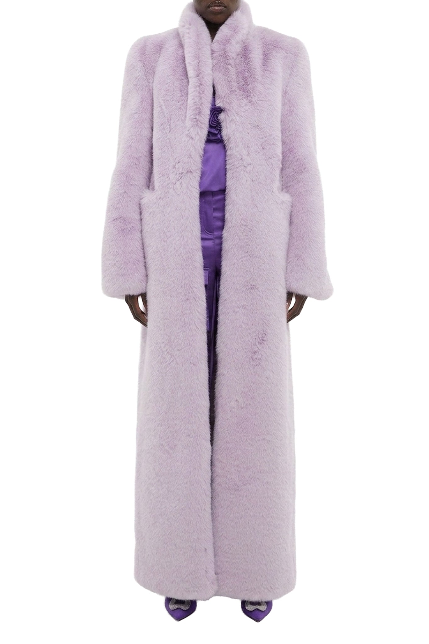 Manteau long à col enveloppant - Lilac