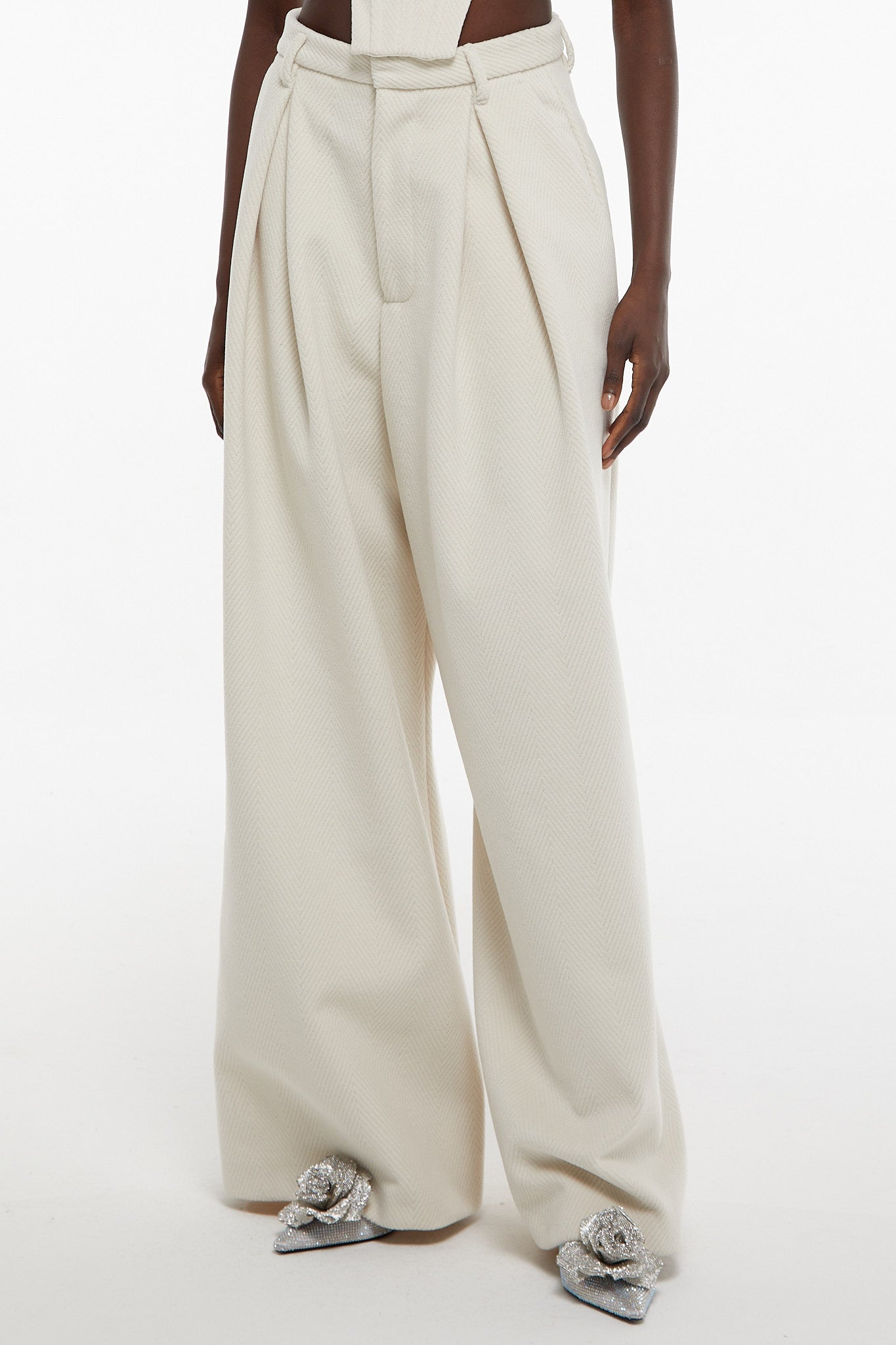 Pantalon maxi chevron - Milk White