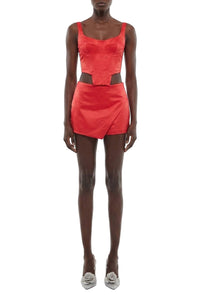 Jupe-short portefeuille asymétrique - Red