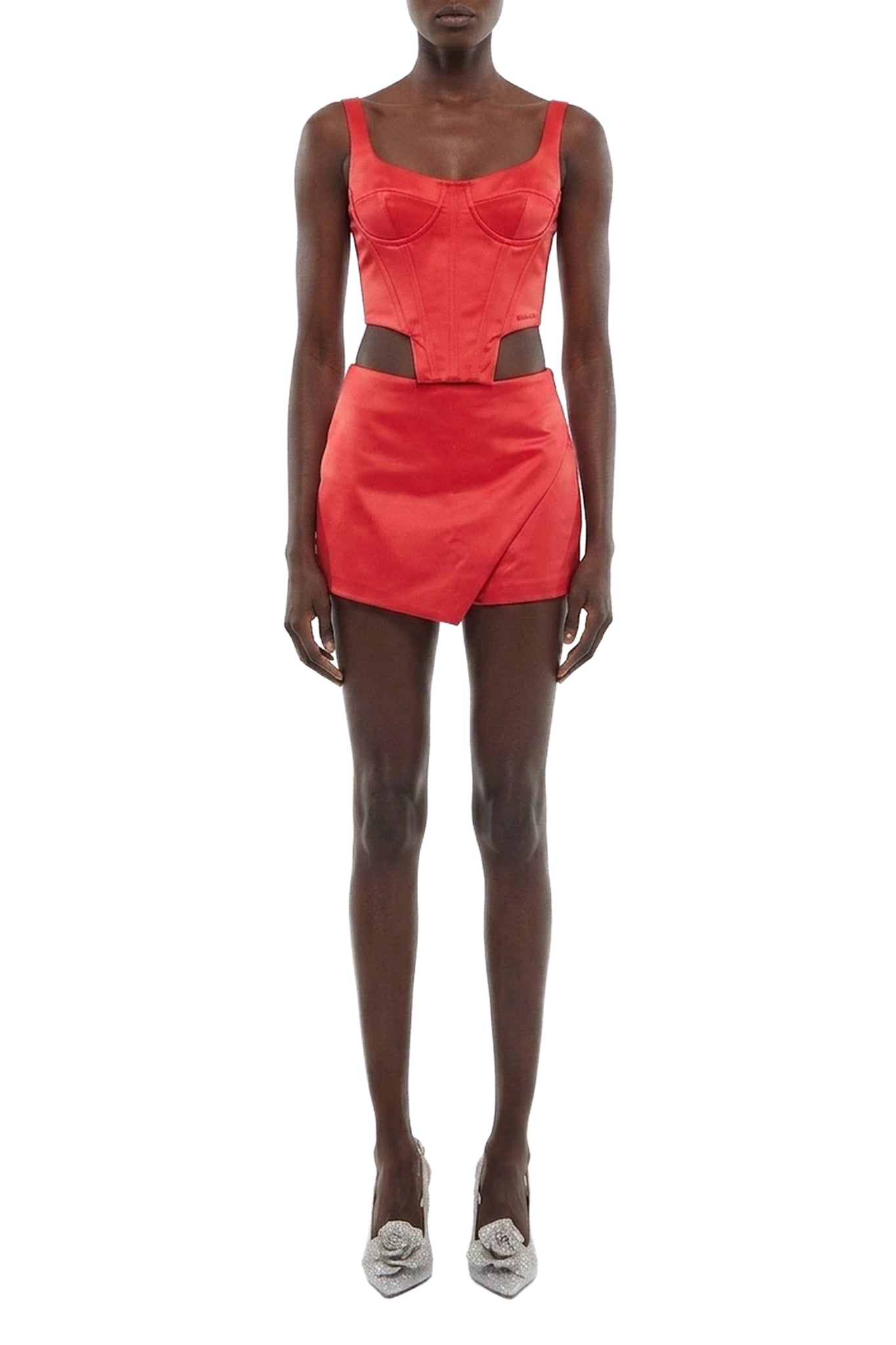 Jupe-short portefeuille asymétrique - Red