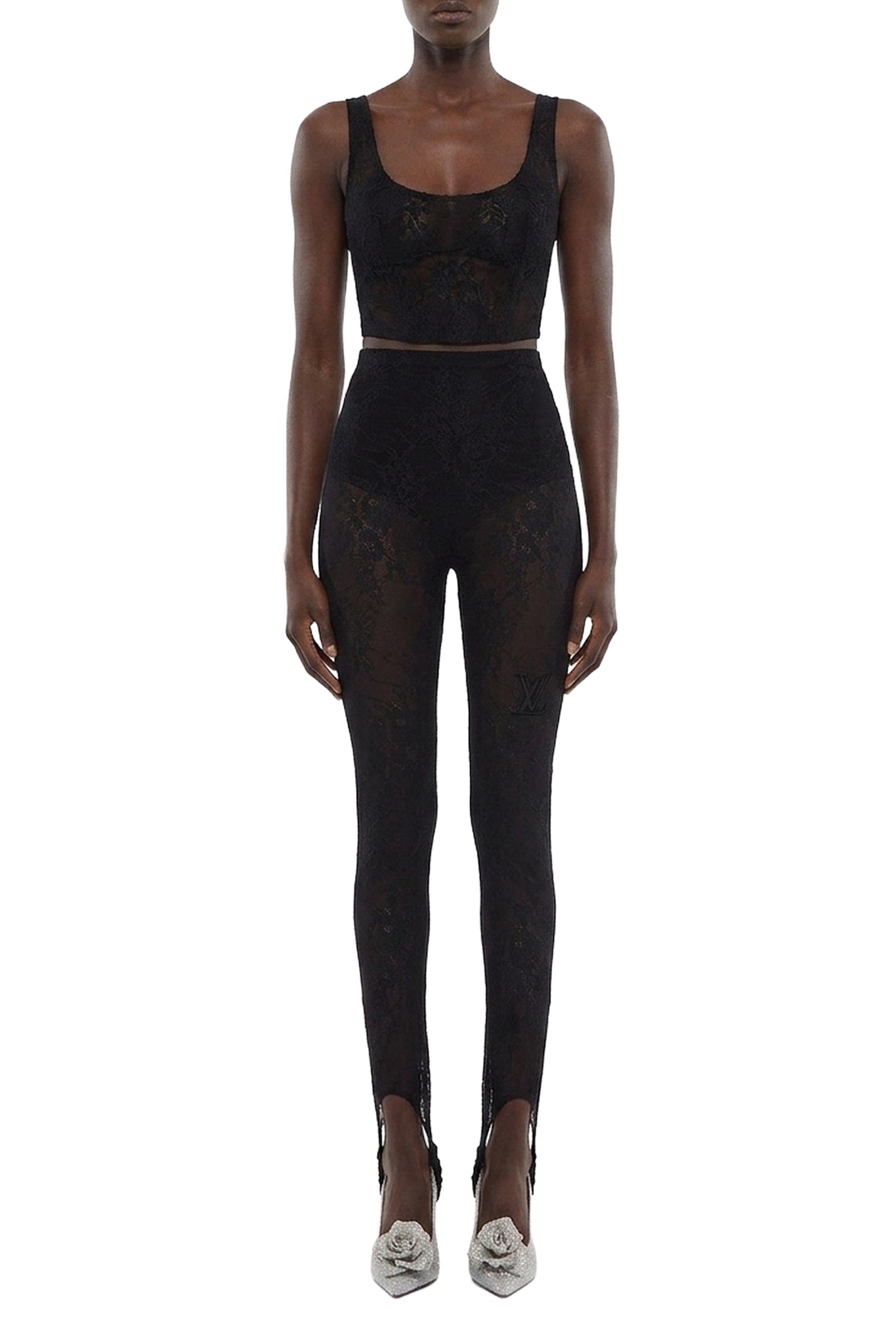 Legging fuseau en dentelle - Black