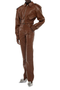 Veste courte en cuir - Brown
