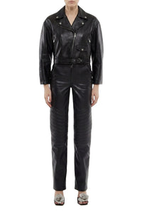 Pantalon 5 poches en cuir - Black