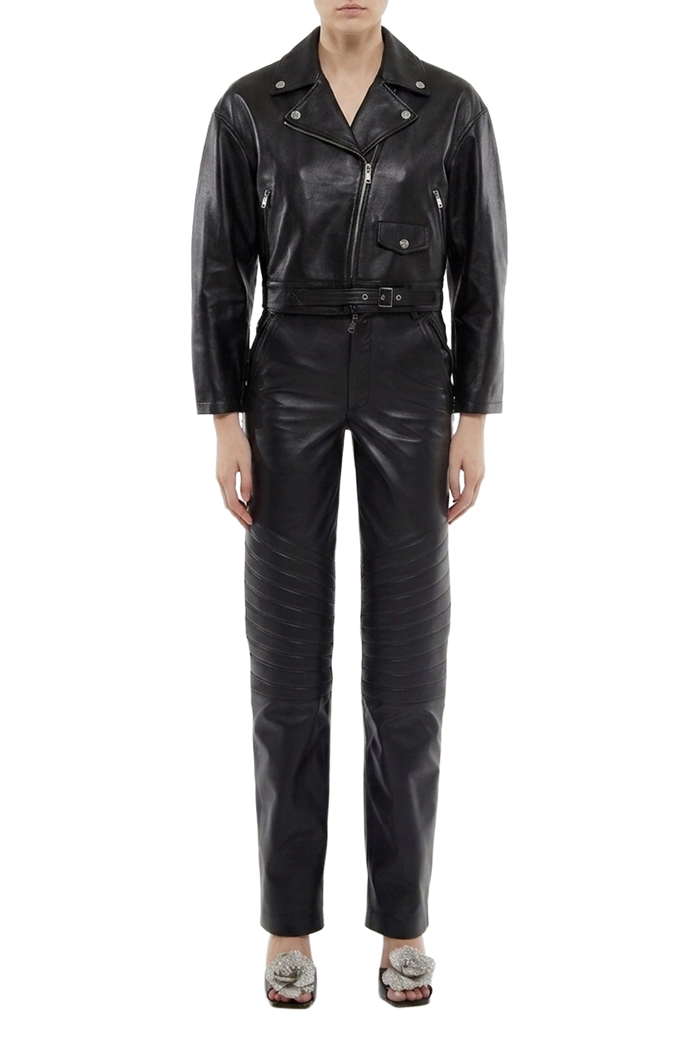 Pantalon 5 poches en cuir - Black