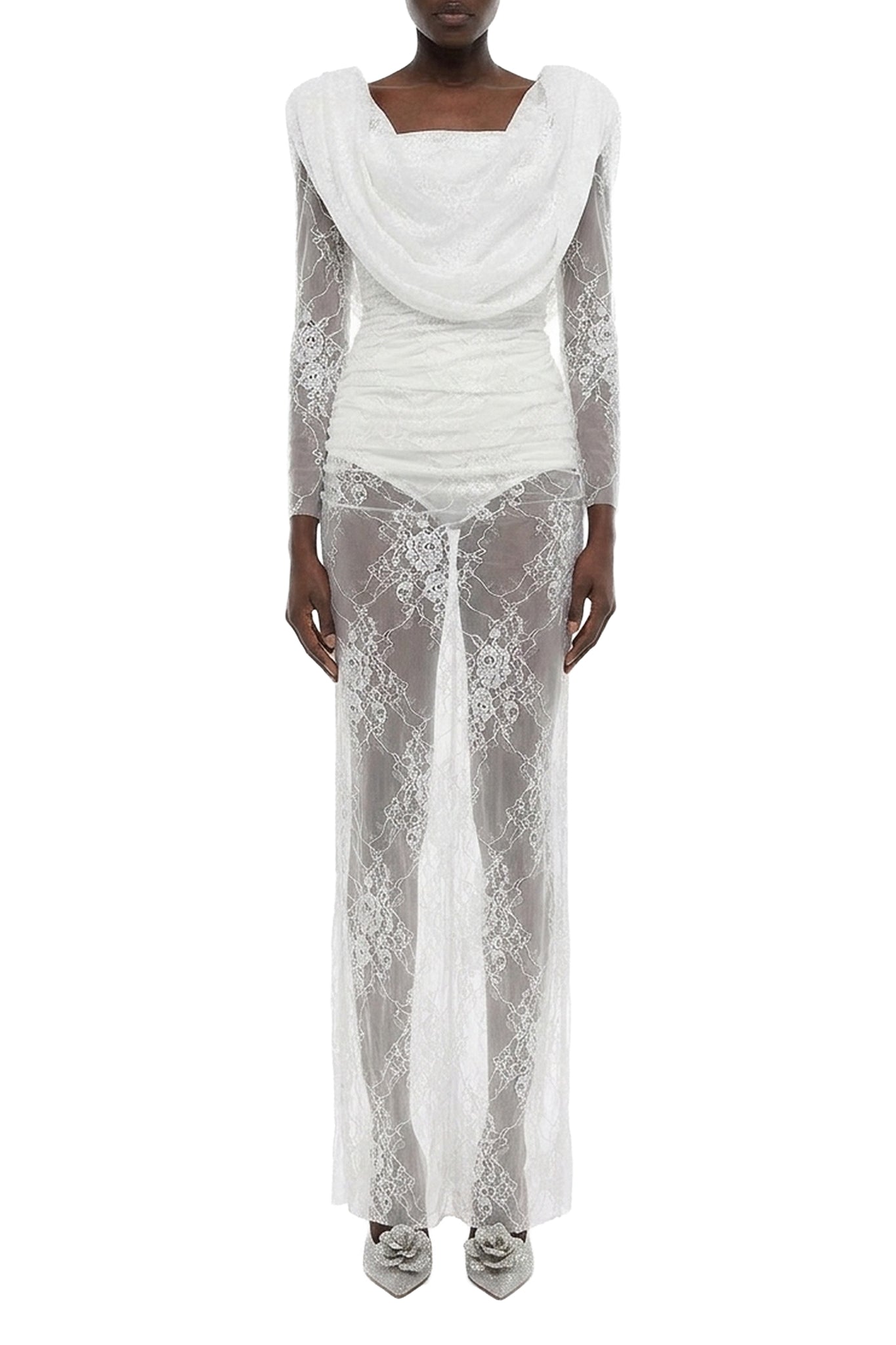 Robe longue à capuche - Milk White