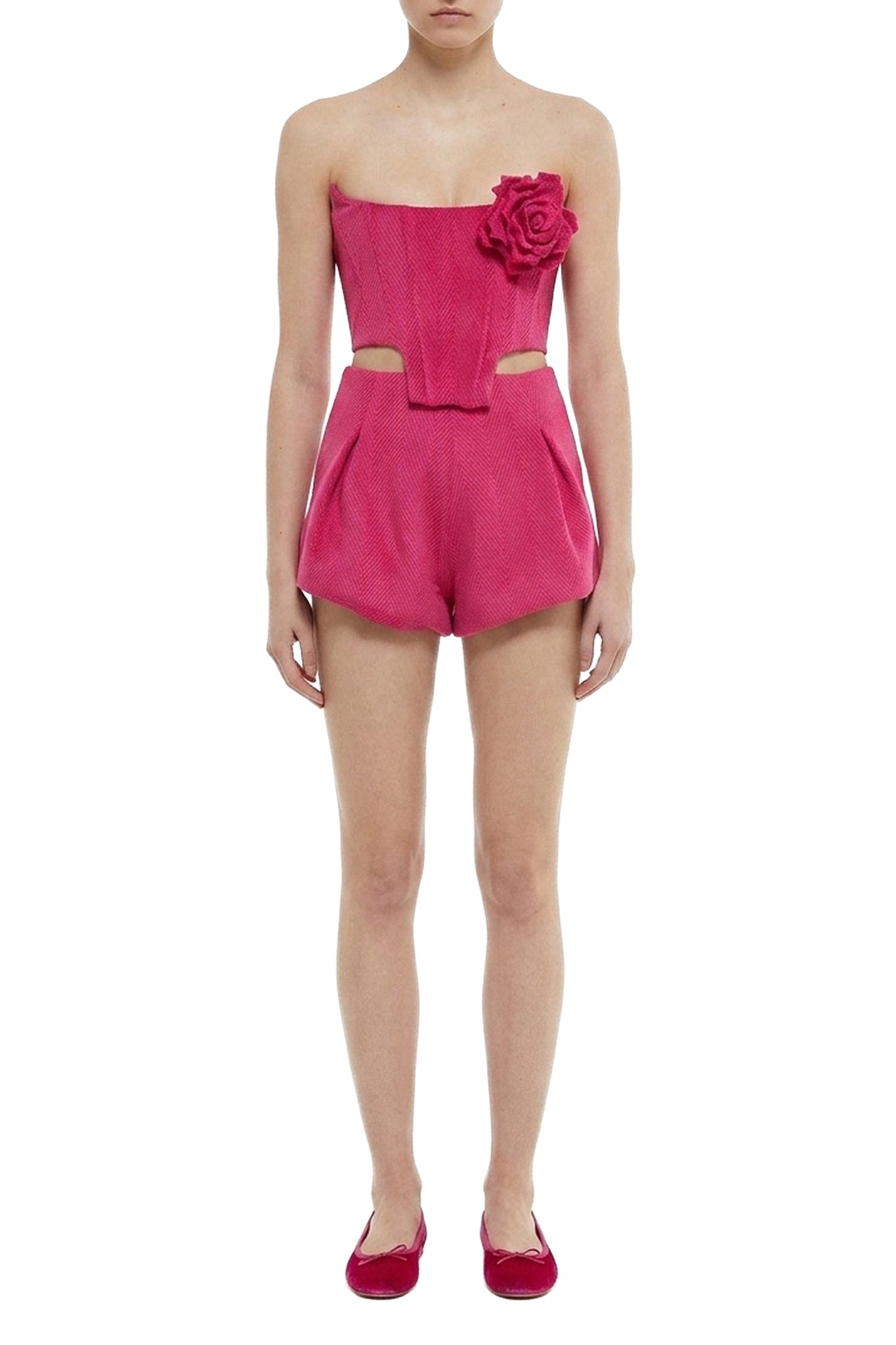 Bustier à motif chevron - Rose