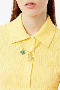 Polo ajusté en jacquard monogramme - Jaune