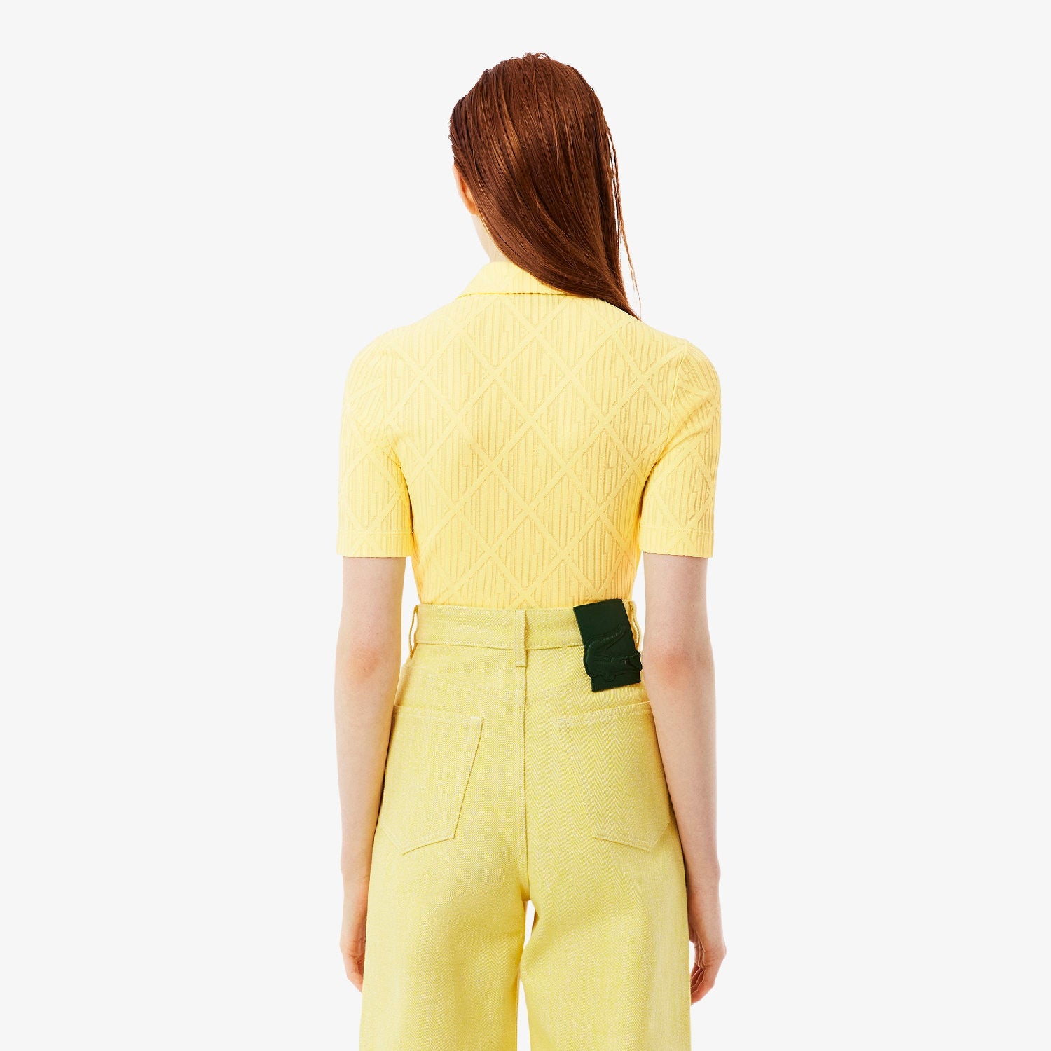 Polo ajusté en jacquard monogramme - Jaune