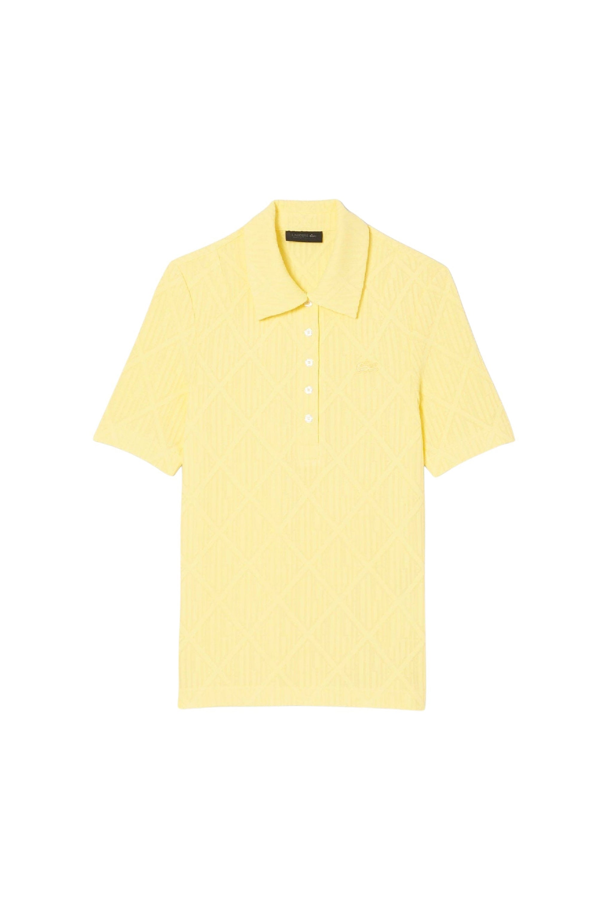 Polo ajusté en jacquard monogramme - Jaune