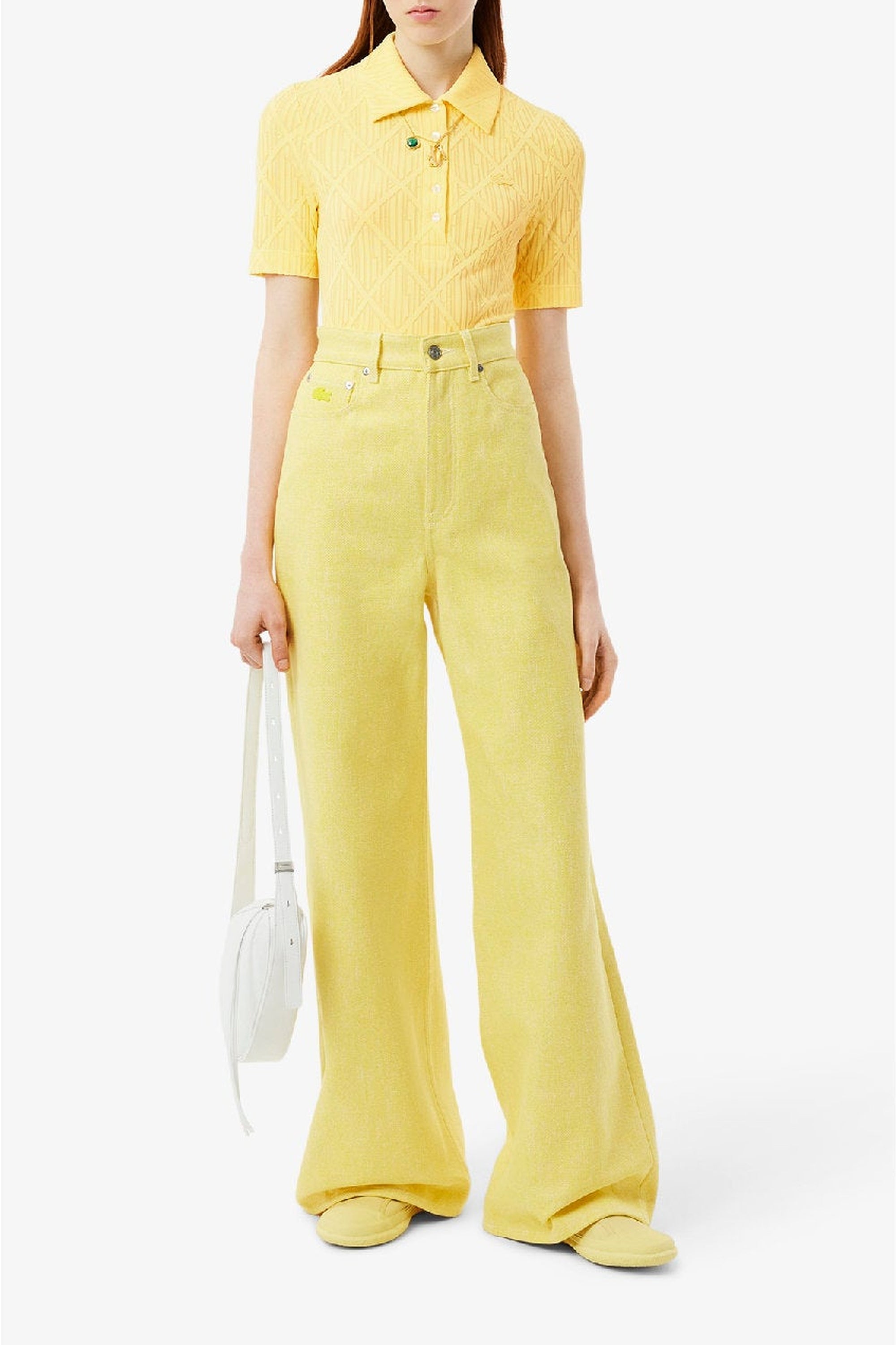 Polo ajusté en jacquard monogramme - Jaune