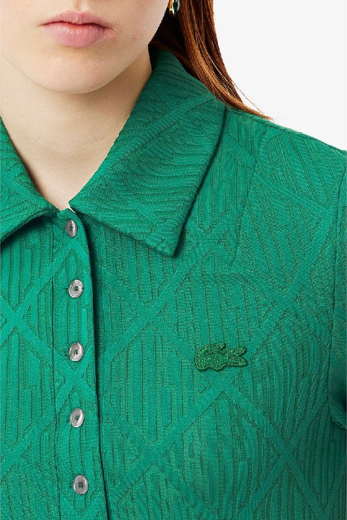 Polo ajusté en jacquard monogramme - Monstera