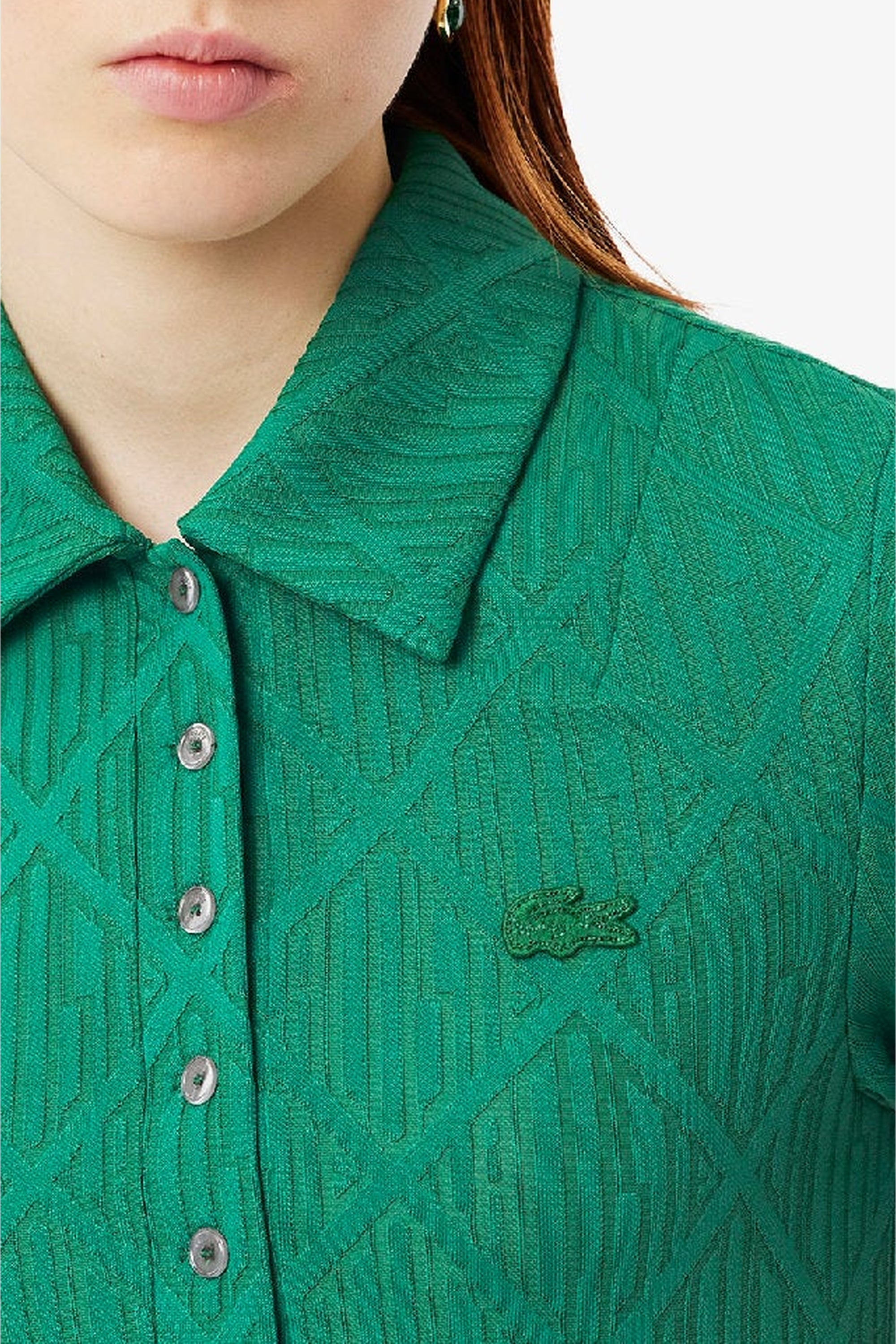 Polo ajusté en jacquard monogramme - Monstera