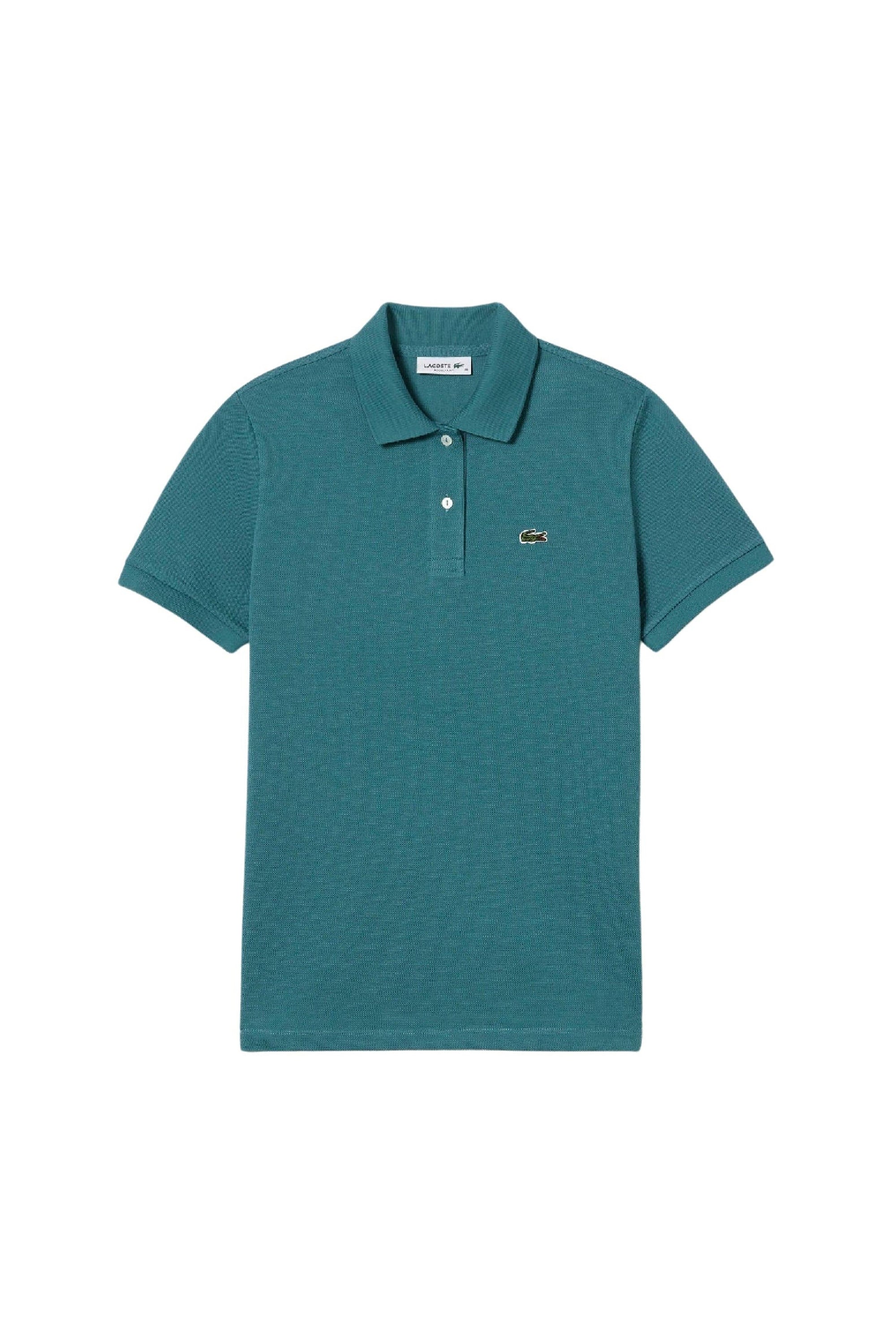 Soft straight cut polo shirt in small piqué - Hydro