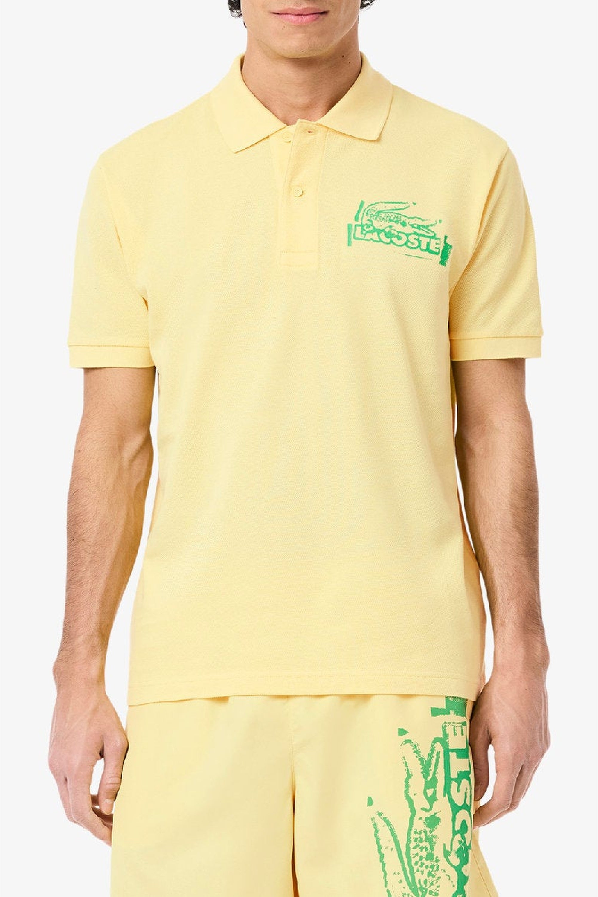 Polo L.12.12 imprimé en piqué - Jaune & Calathea