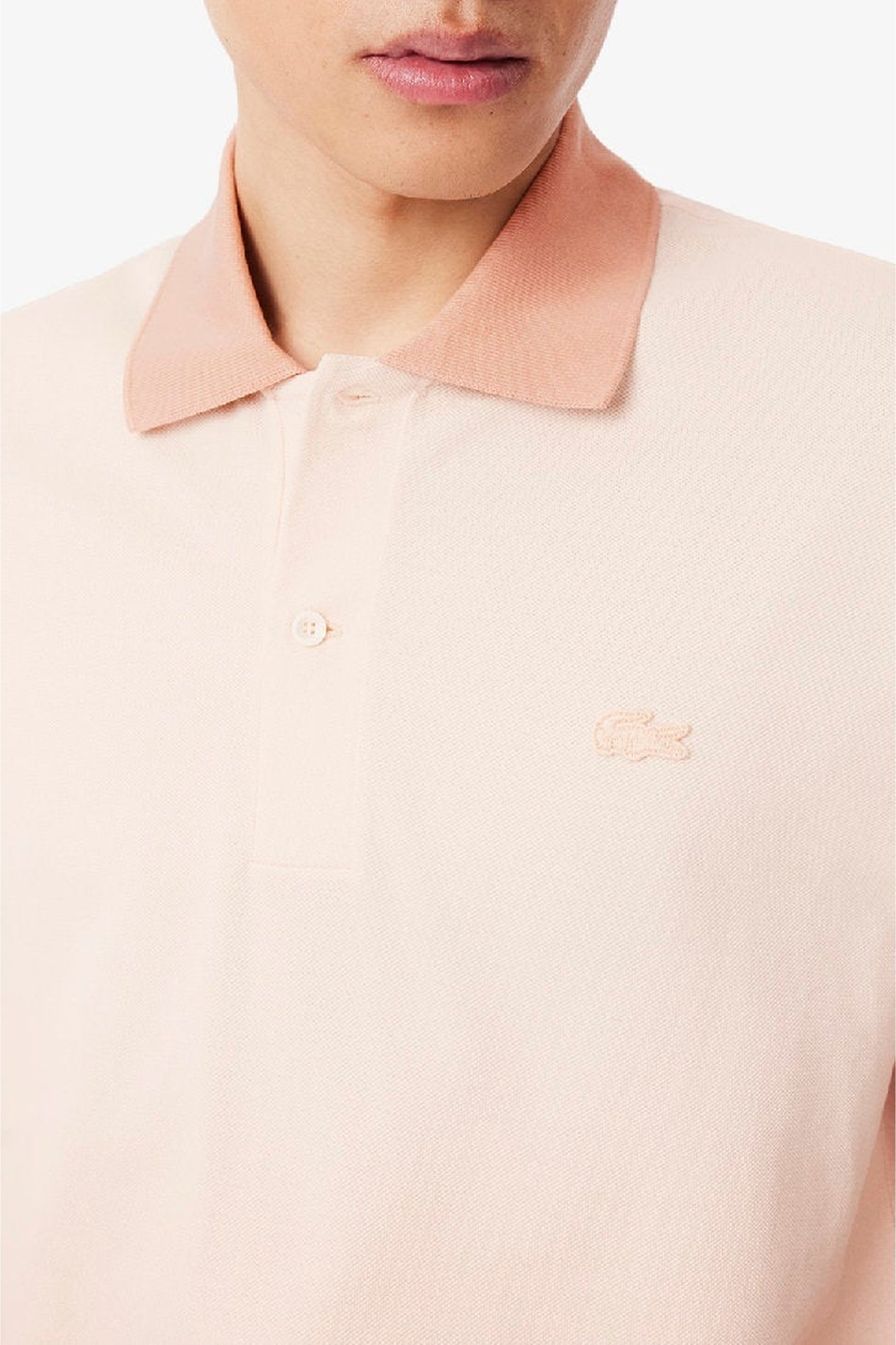 ZDOUBLON_Polo L.12.12 with piqué gradient print - Angora & Latte