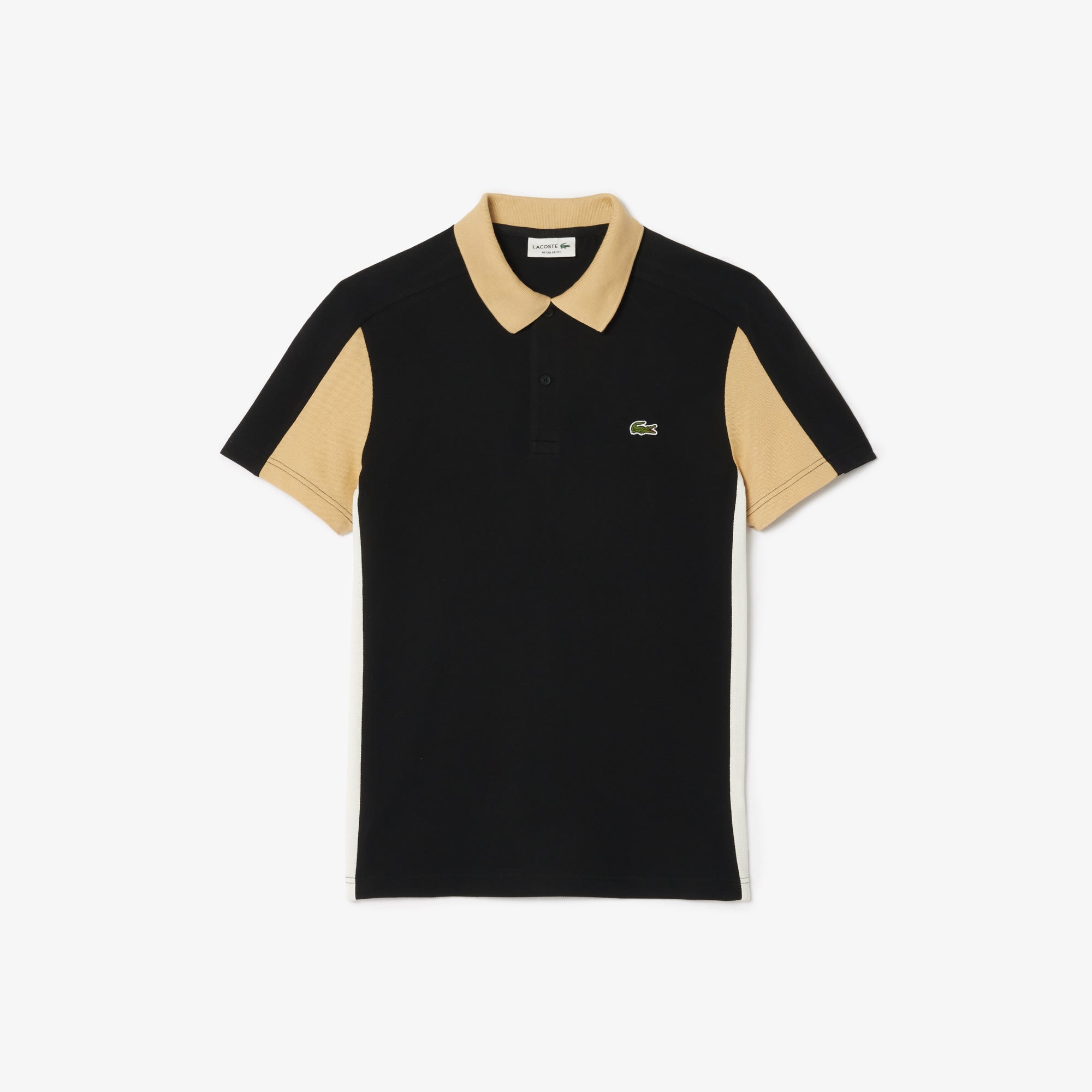 Polo à manches courtes - Noir & Croissant-Farine