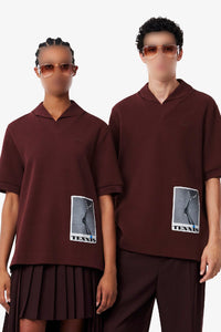 Oversized pique polo shirt - Expresso