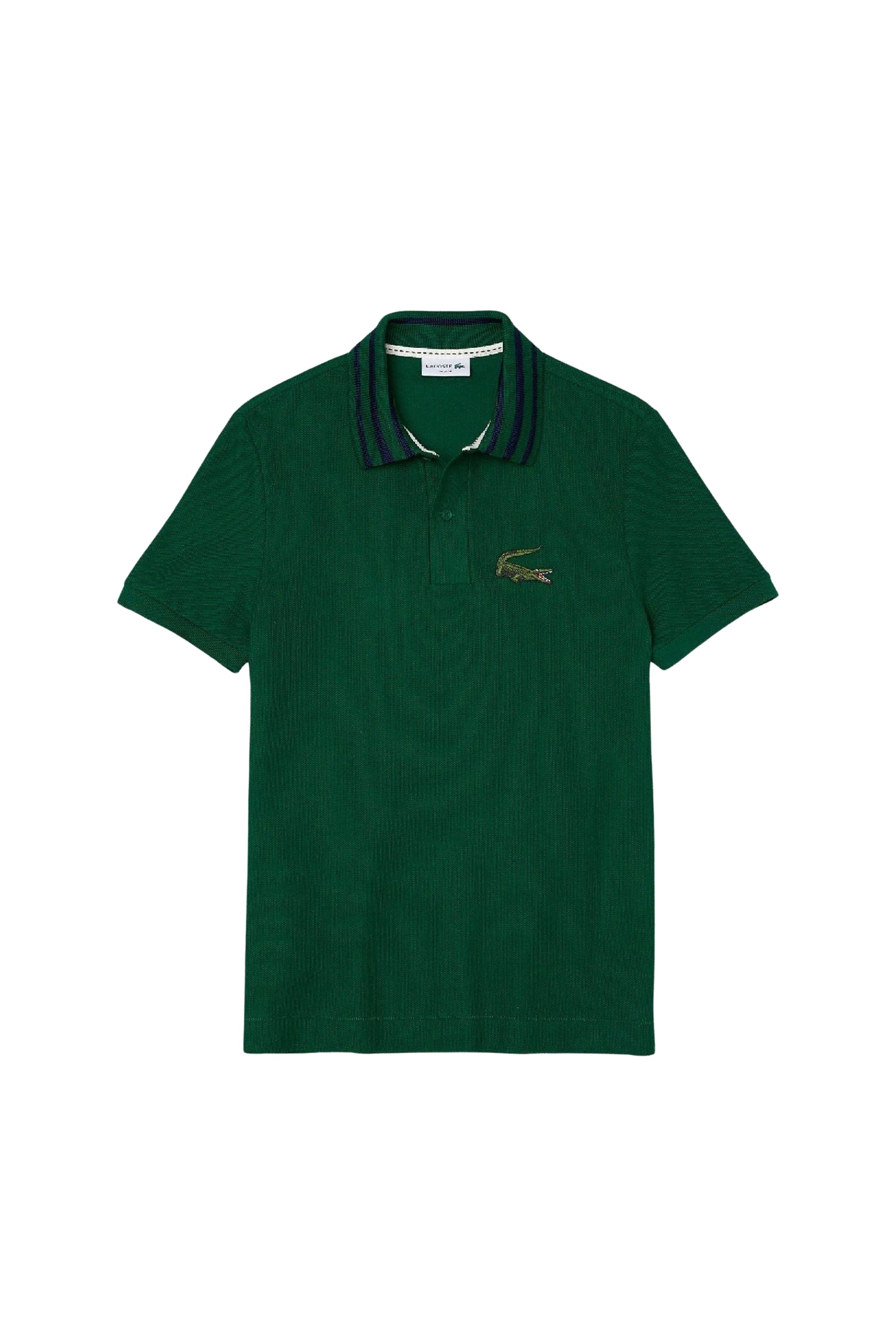 Polo shirt with striped collar - Foret