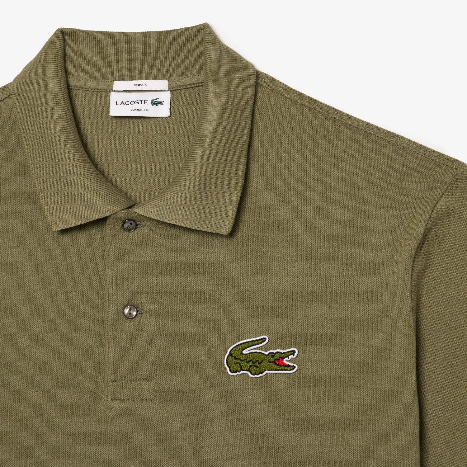 Polo L.12.12 oversize avec logo en piqué - Kaki