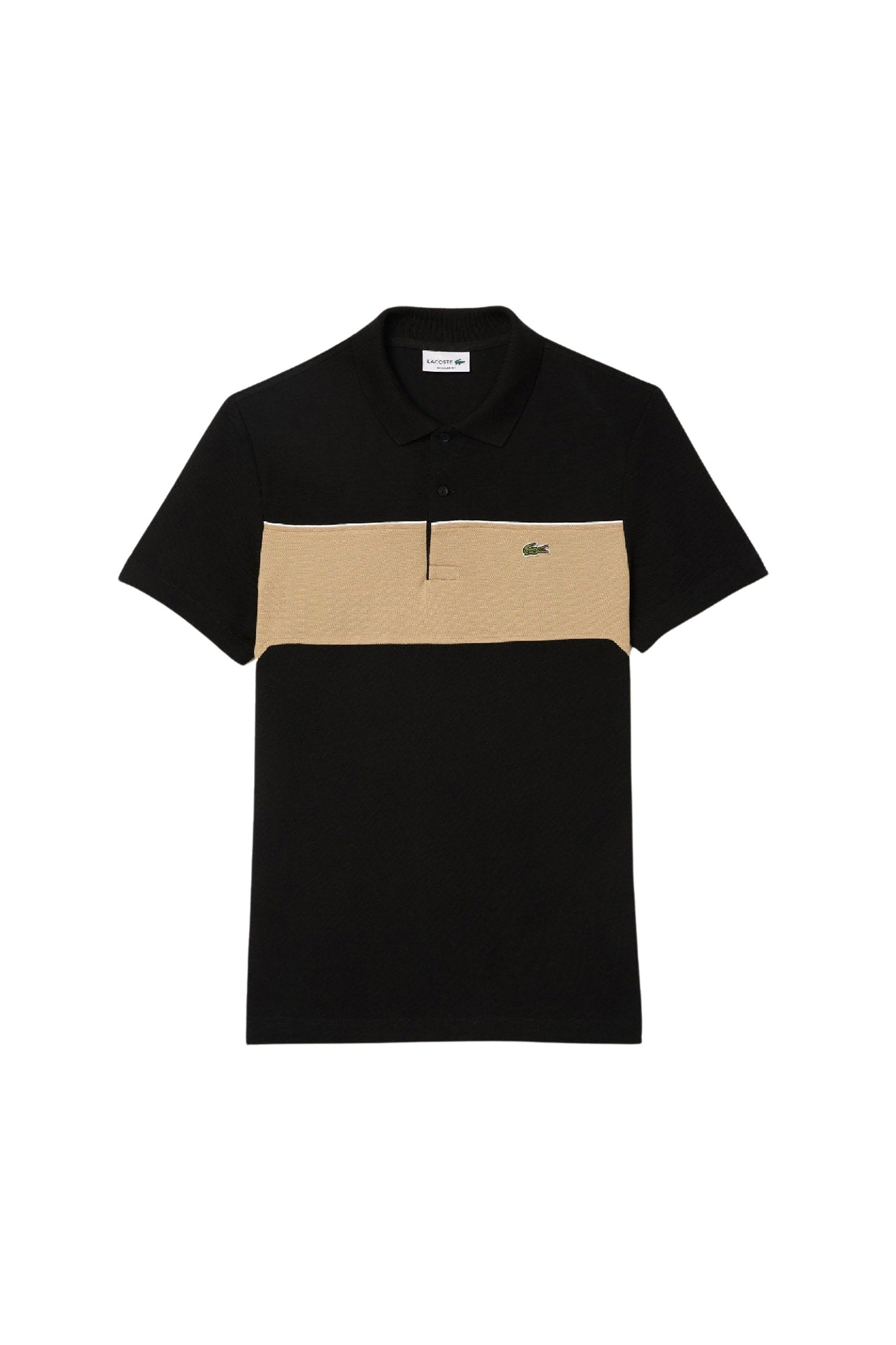 Polo coupe droite L.12.12 à broderie en piqué - Noir & Viennois