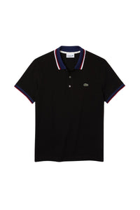Straight cut pique polo shirt - Black