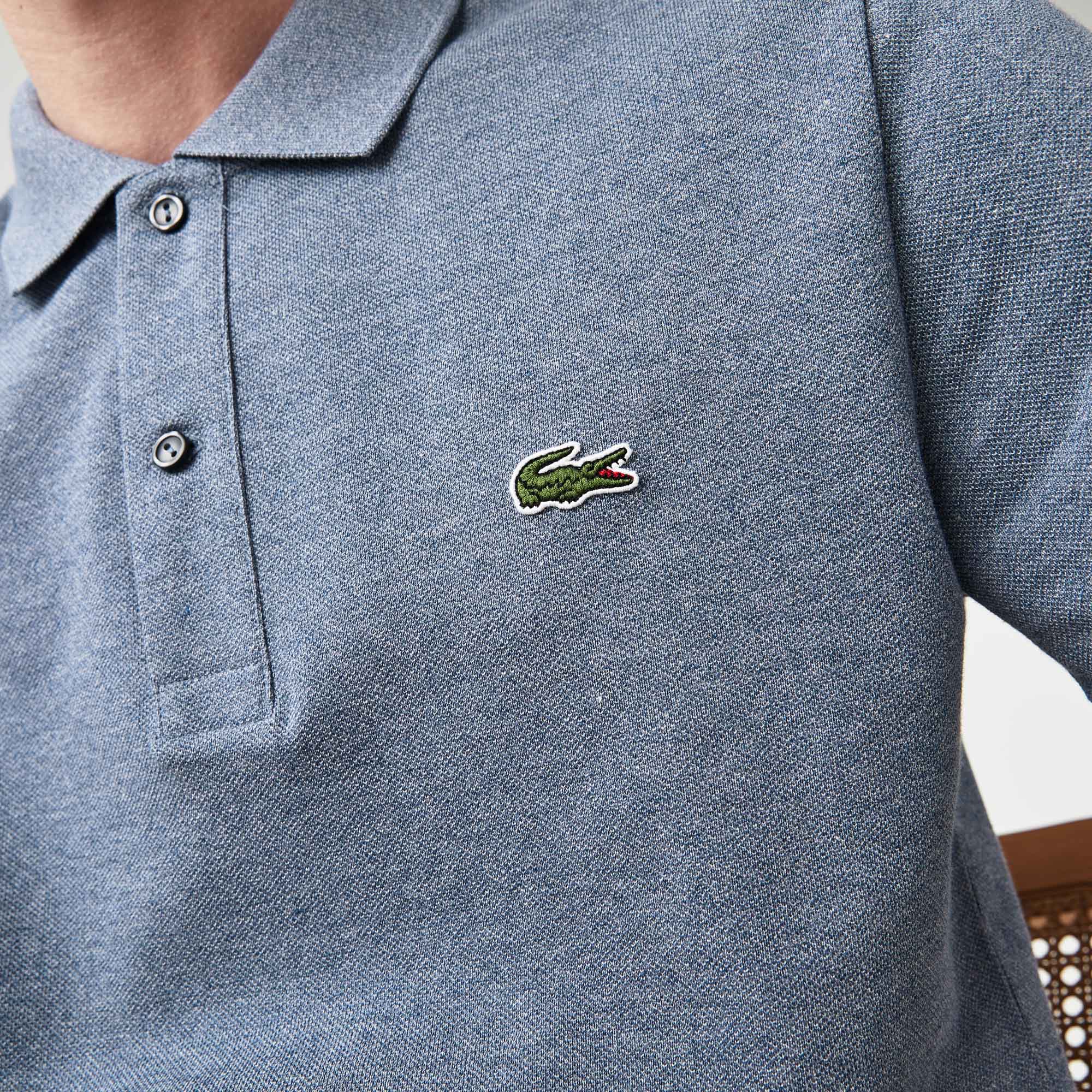 Polo L.12.12 ajusté en petit piqué - Bleu Indigo Clair