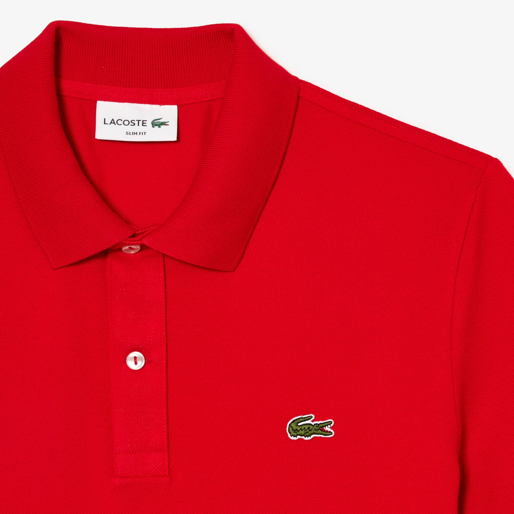 L.12.12 Fitted polo shirt in small piqué - Red