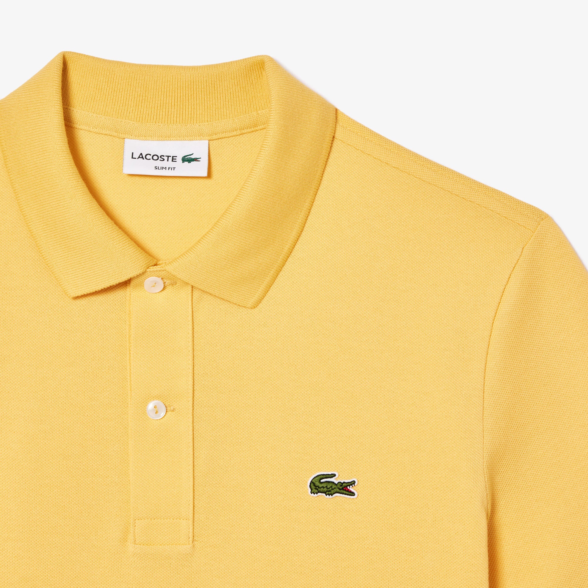 L.12.12 fitted polo shirt in small pique - Cornsilk