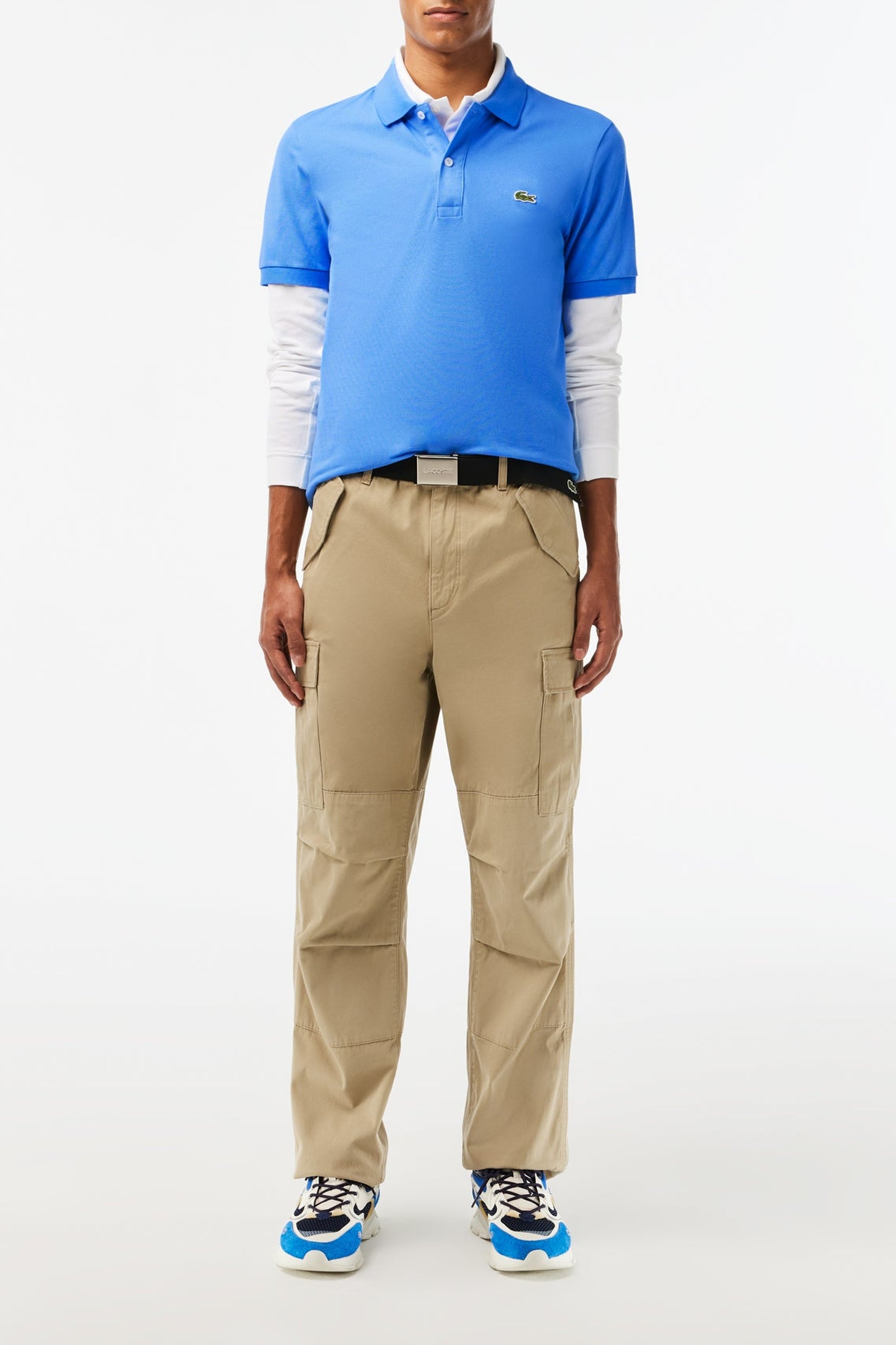 L.12.12 Fitted polo shirt in small pique - Aérien