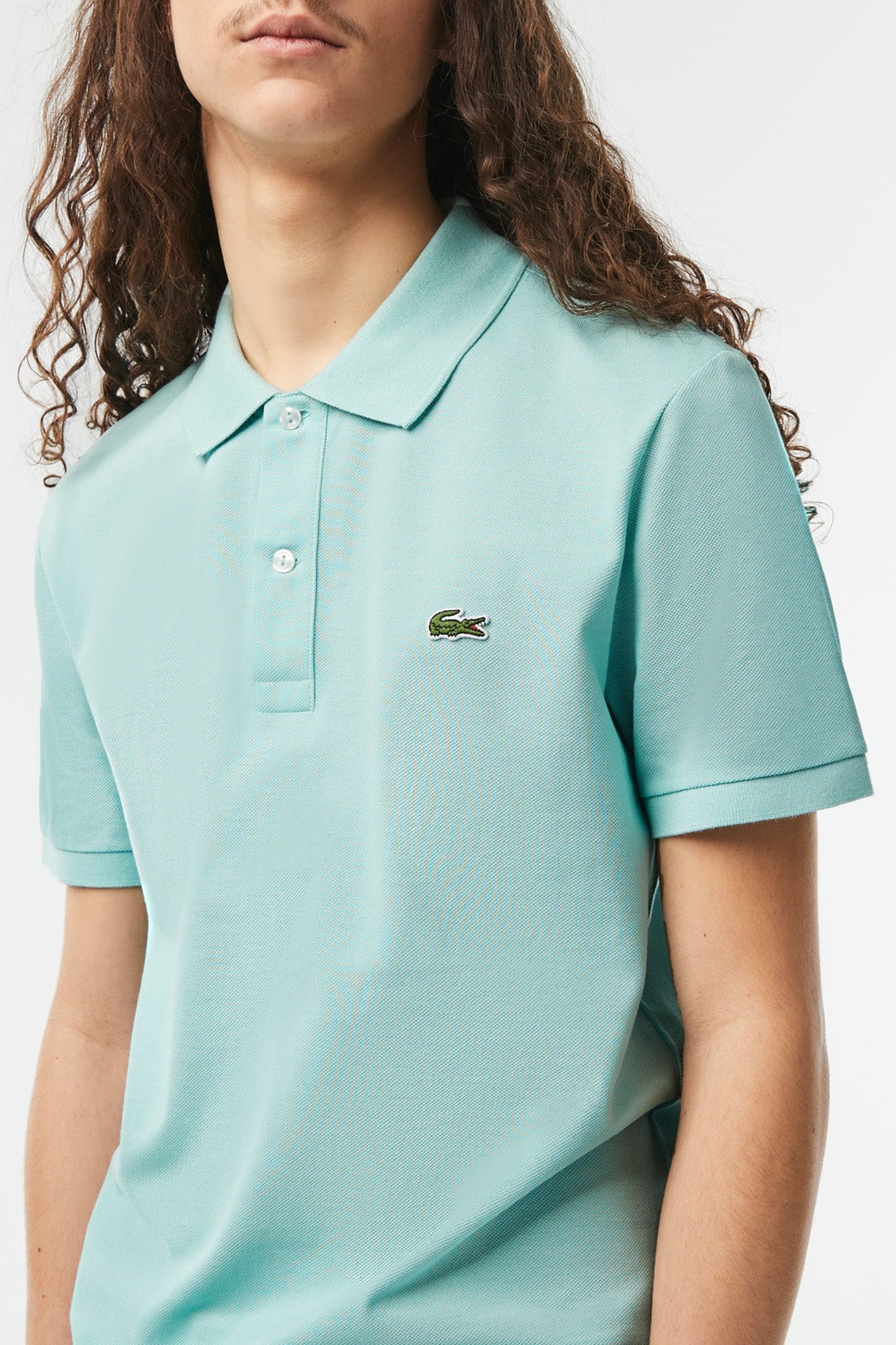 L.12.12 fitted polo shirt in small pique - Pastille
