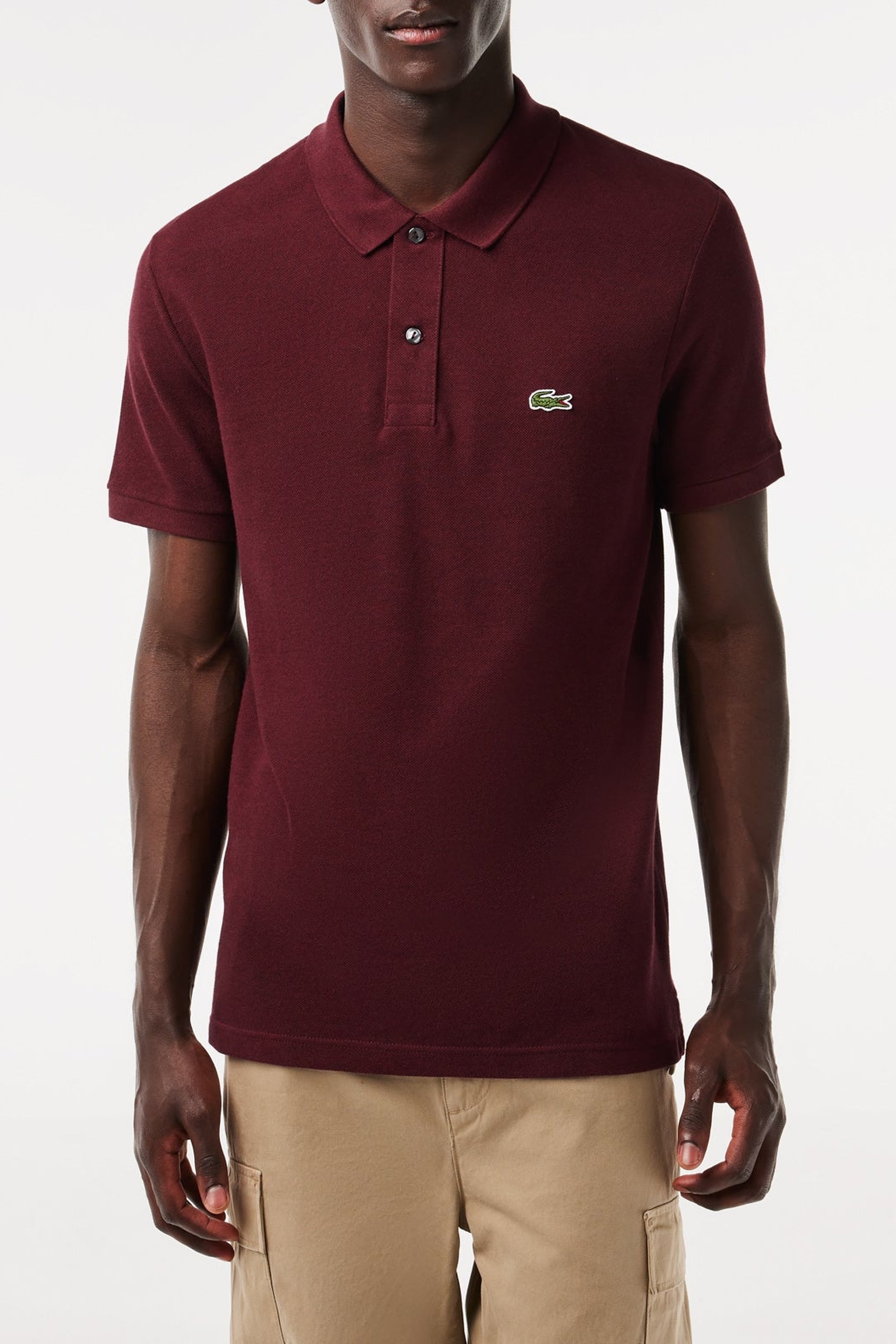 L.12.12 Fitted polo shirt in small pique - Vigne Chiné