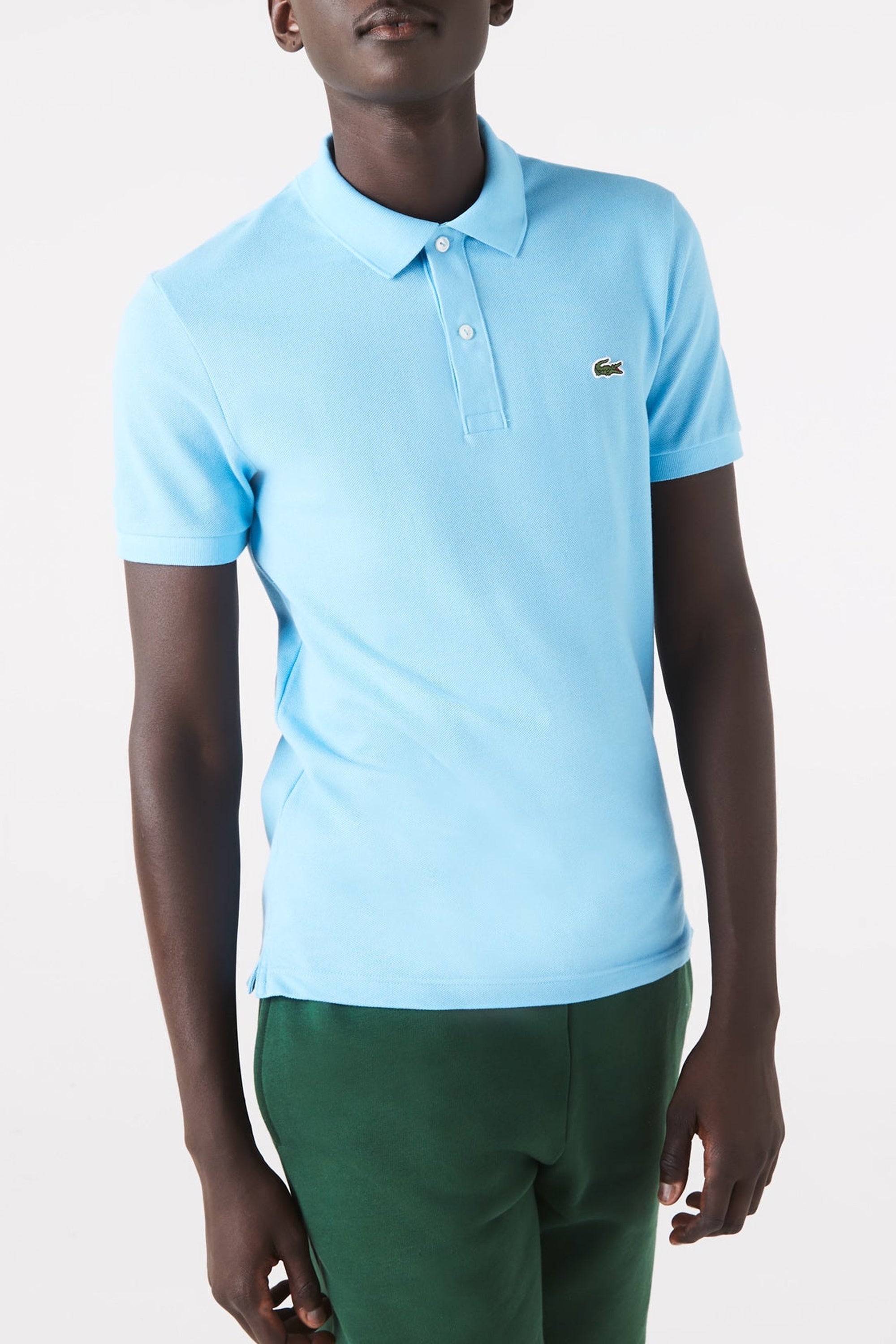 Polo L.12.12 ajusté en petit piqué - Azur