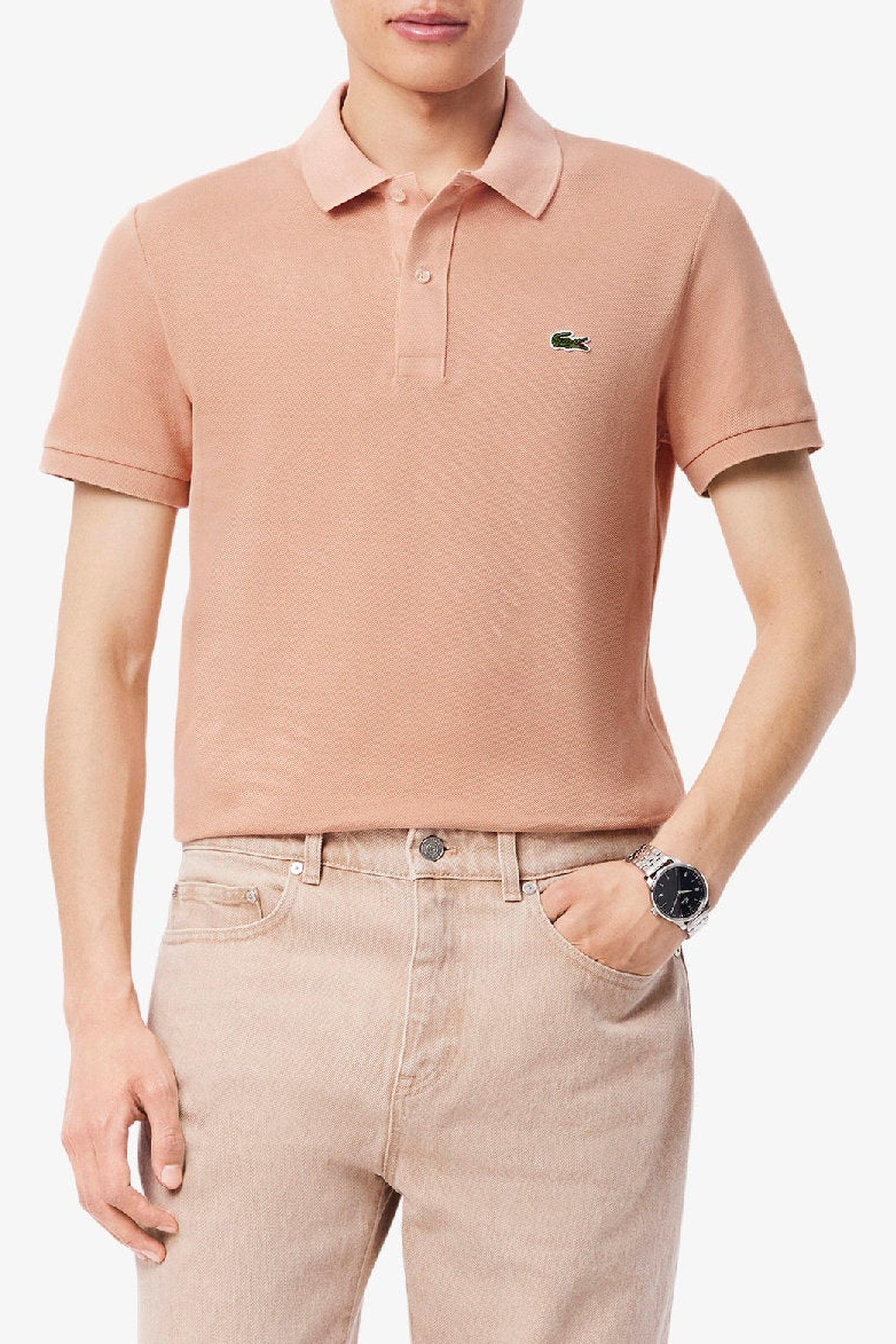 Polo L.12.12 ajusté en petit piqué - Latte