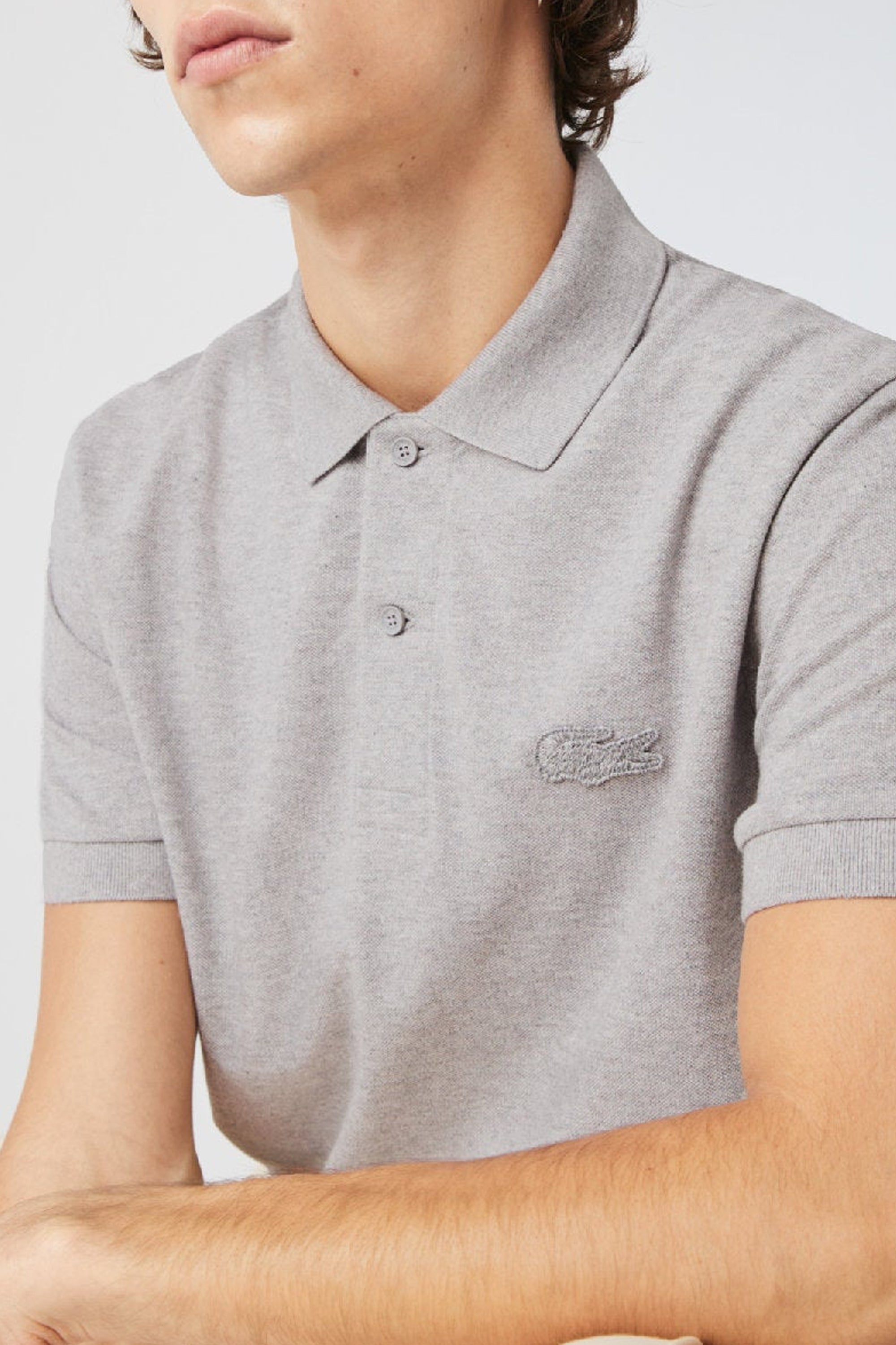 Polo avec logo à col boutonné - Muraille Chiné